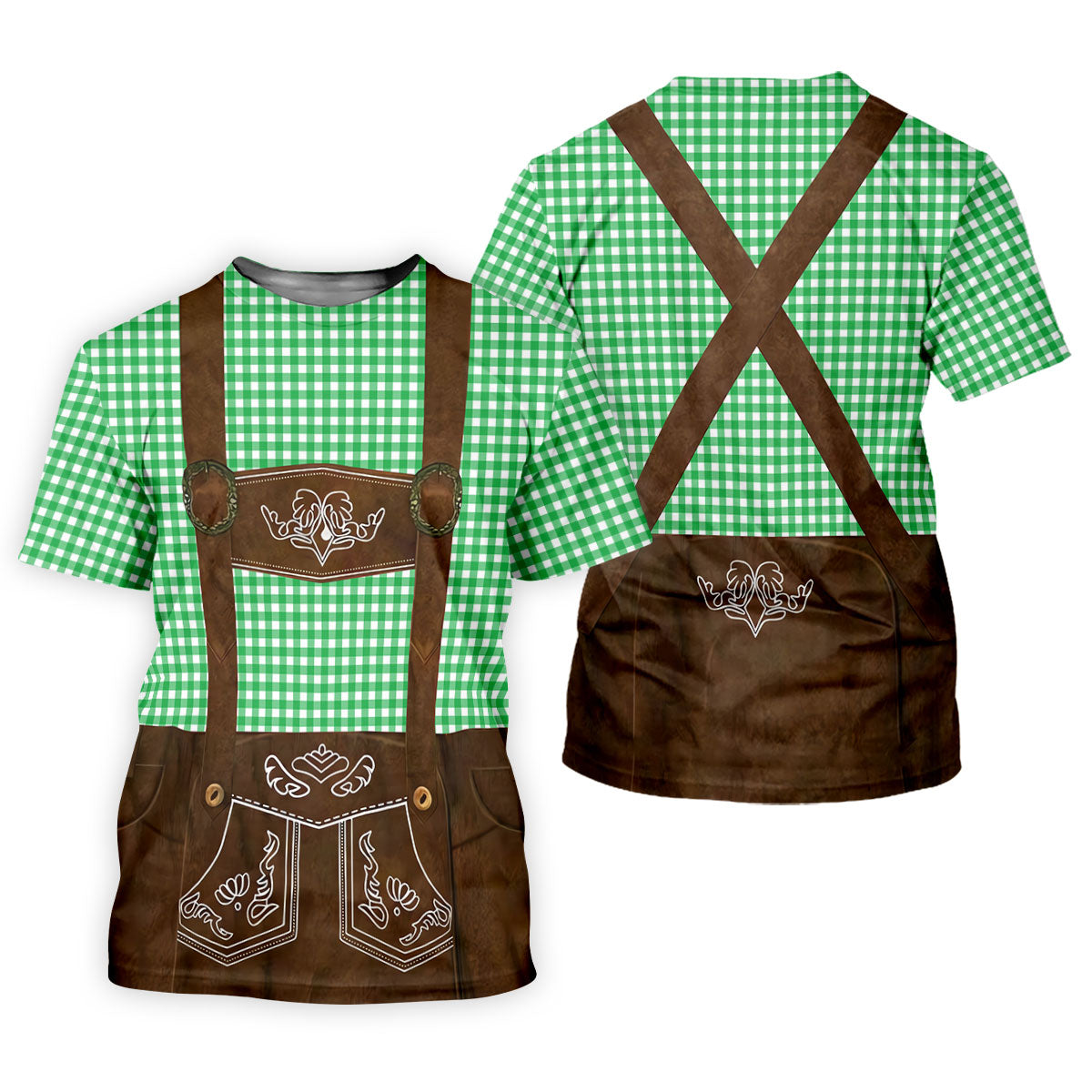 Green Oktoberfest Lederhosen Illusion Sleeveless Golf Polo, Men's Golf Shirt, Golf Polo Shirts For Men
