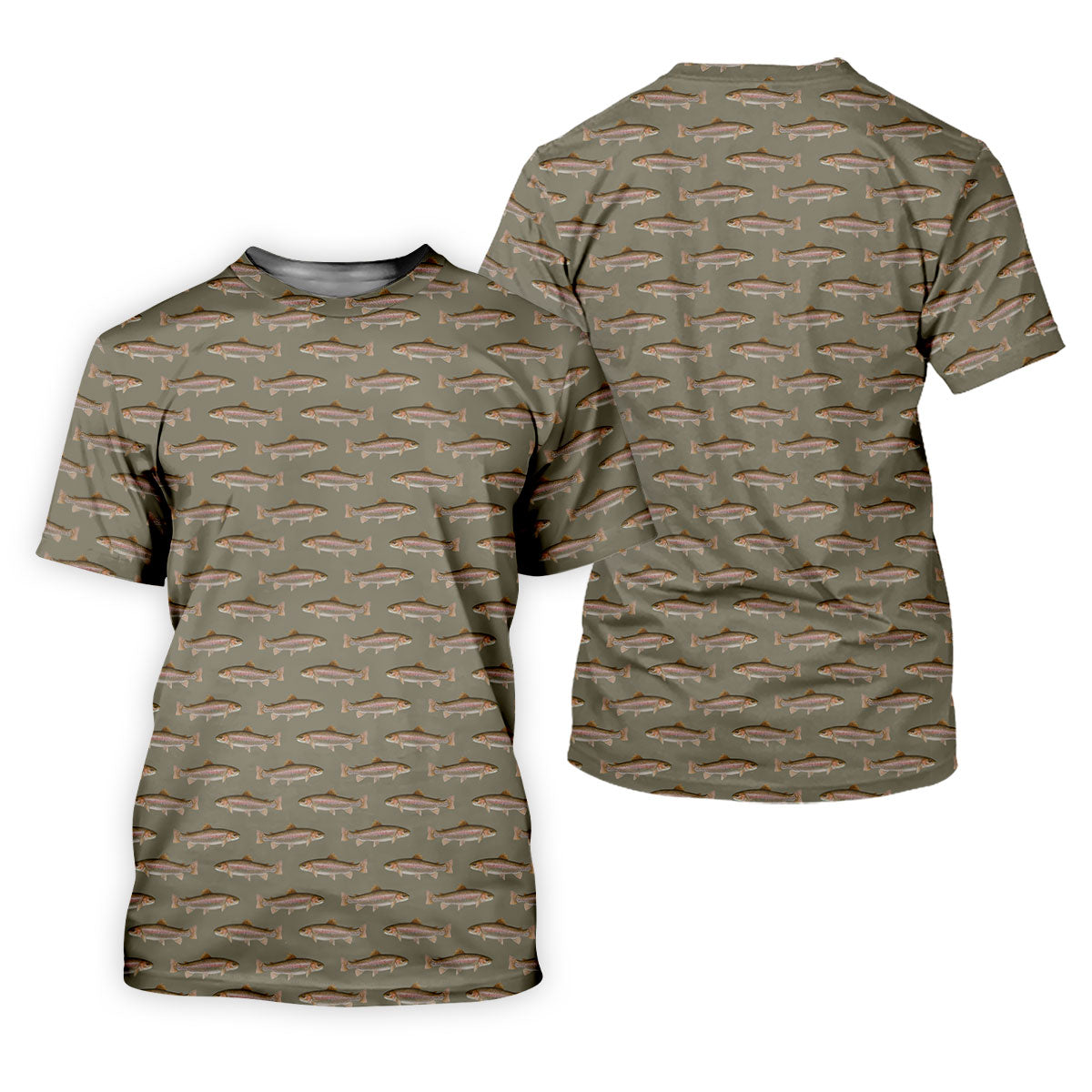 Rainbow Trout Pattern Pewter Grey Fishing UPF Shirts, Women Fishing Shirt, Female Fishing Shirts