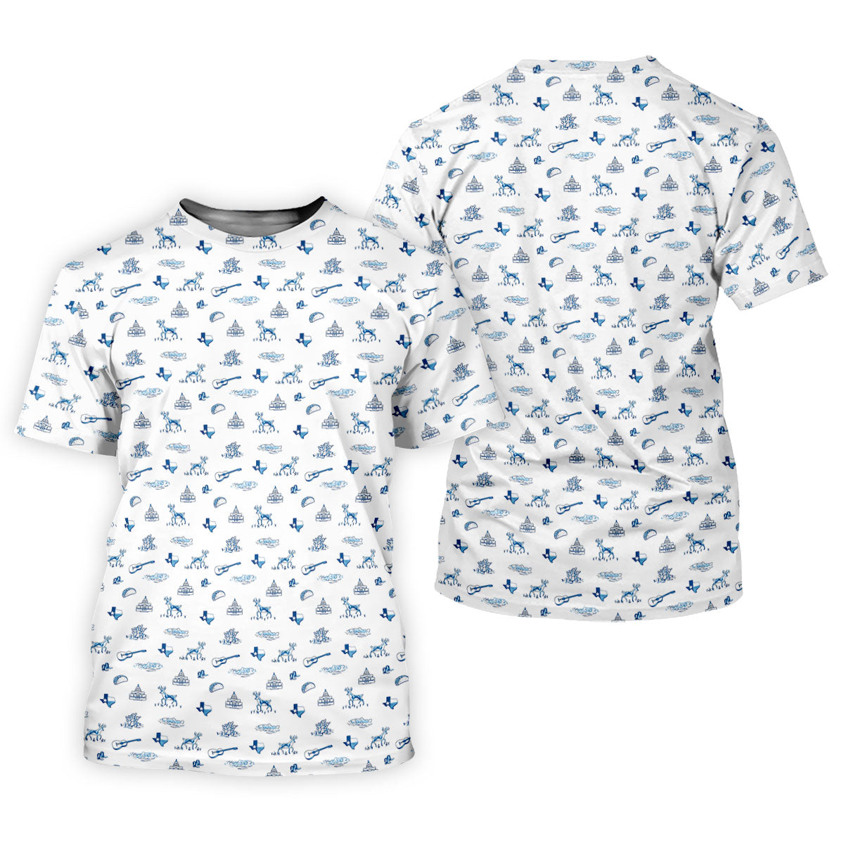 White Texas Icons Pattern Golf Polo Shirt, Hawaiian Golf Shirt, Golf Apparel For Men