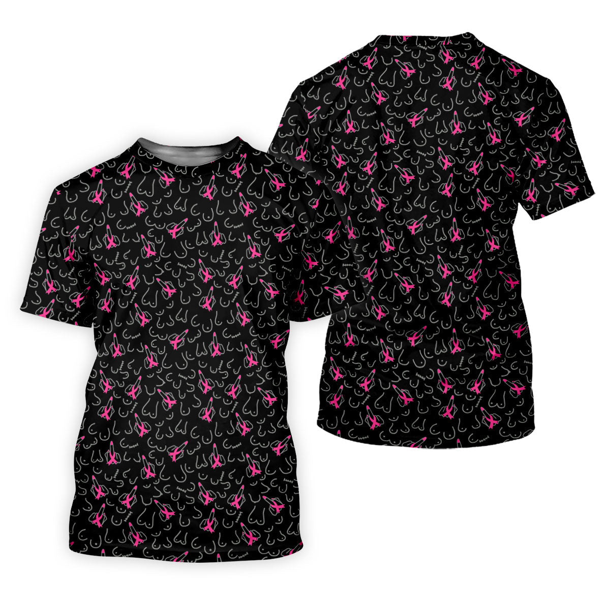 Breast Cancer Ribbon Middle Finger Polo Shirt, Women’s Golf Polo, Golf Shirts For Women