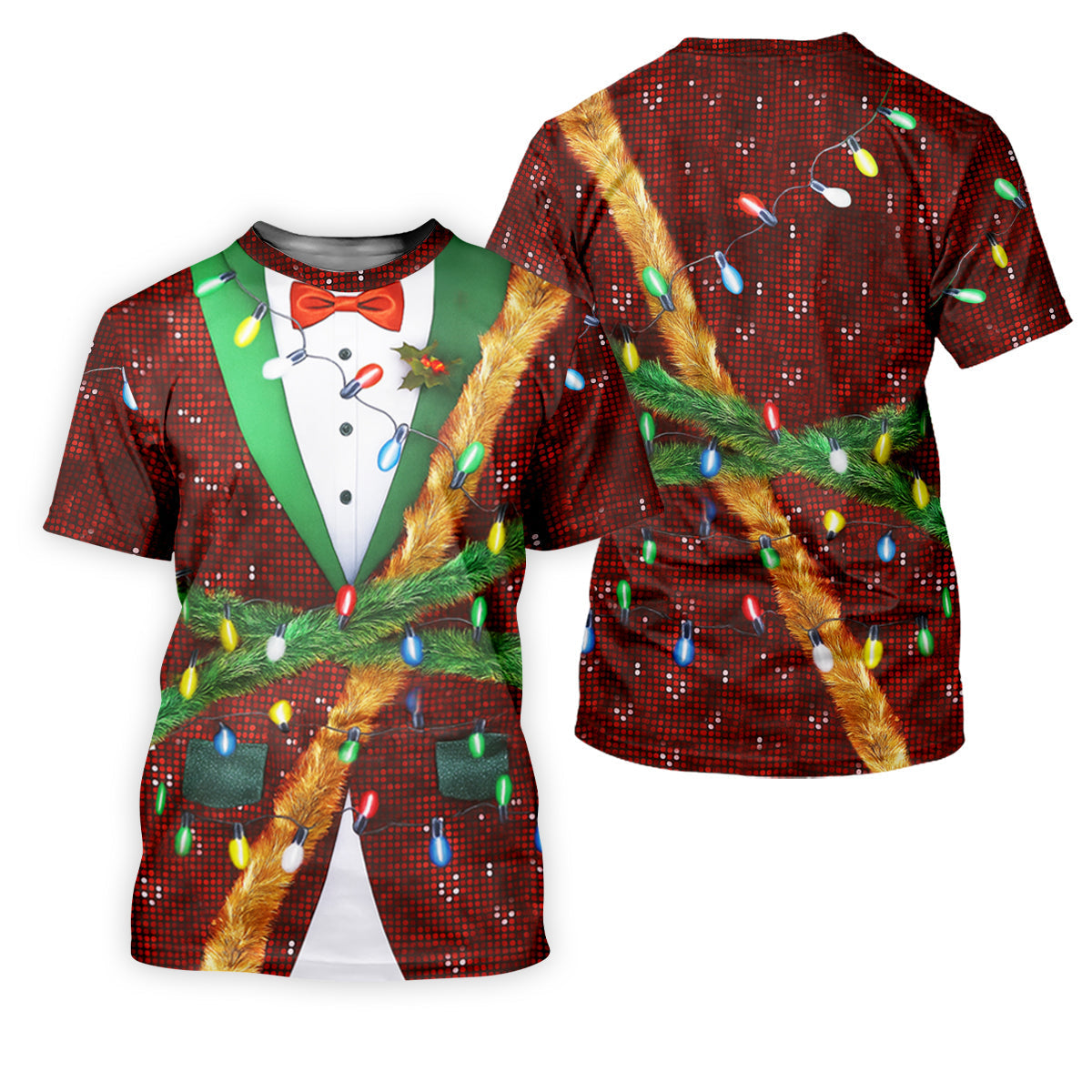 Christmas Lights Disco Ball Pattern Women Golf Top, Christmas Golf Shirt, Ladies Golf Tops
