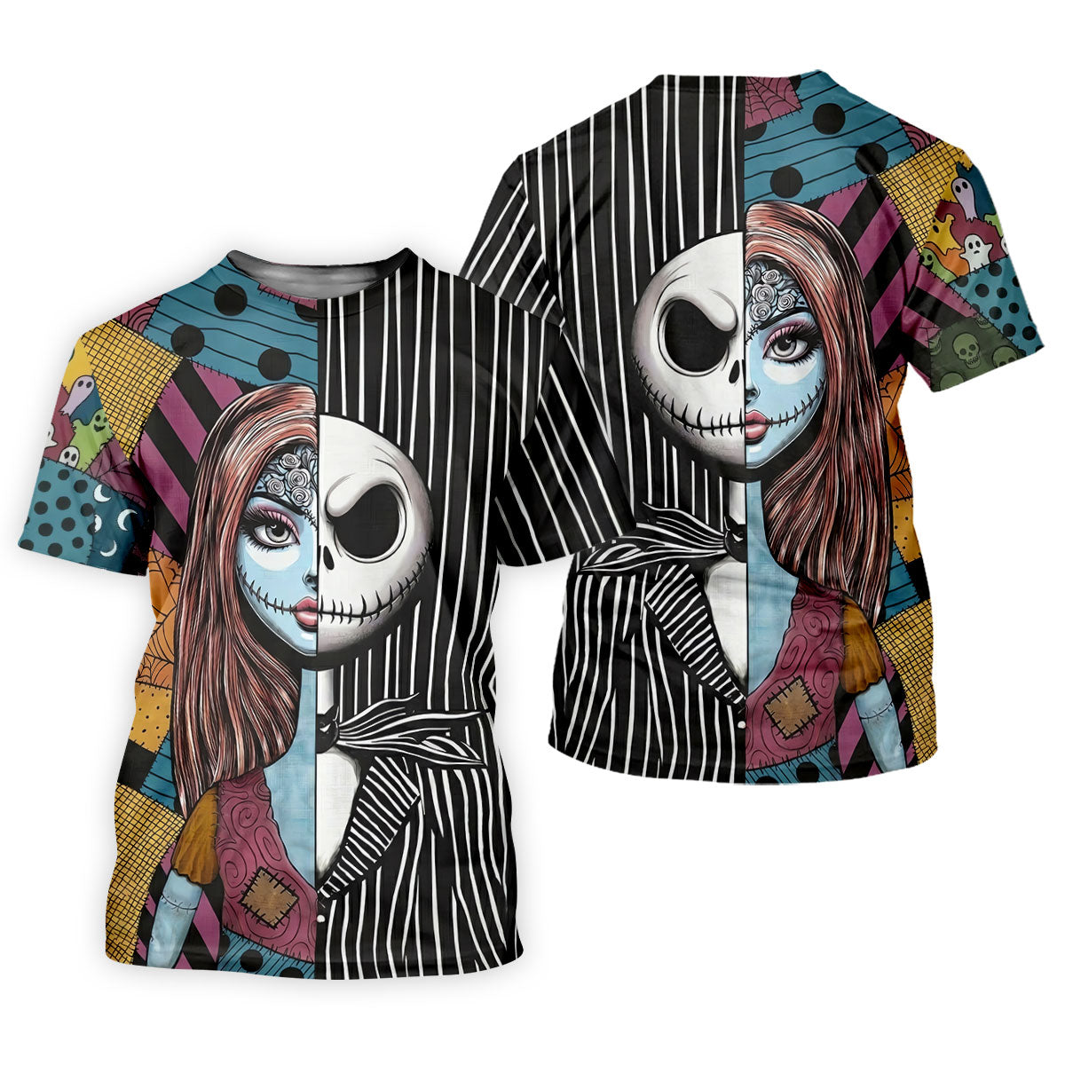Half Sally And Jack Horror Character Golf Polo Shirt, Women's Golf Polo, Ladies Golf Shirts