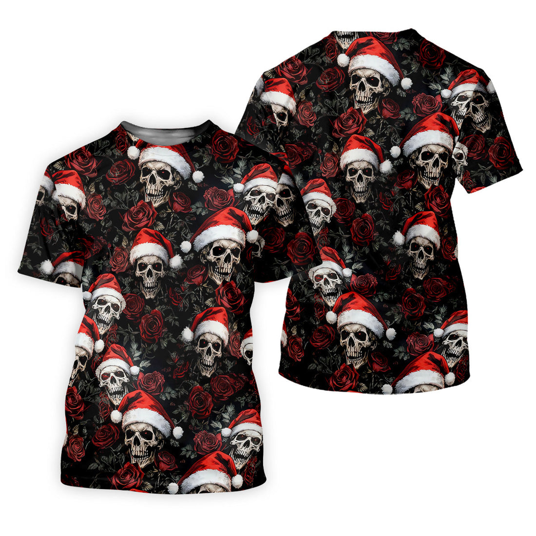 Vintage Skull And Roses Christmas Golf Shirt, Cool Golf Outfit, Polo Shirts For Men, Golf Shirts For Men