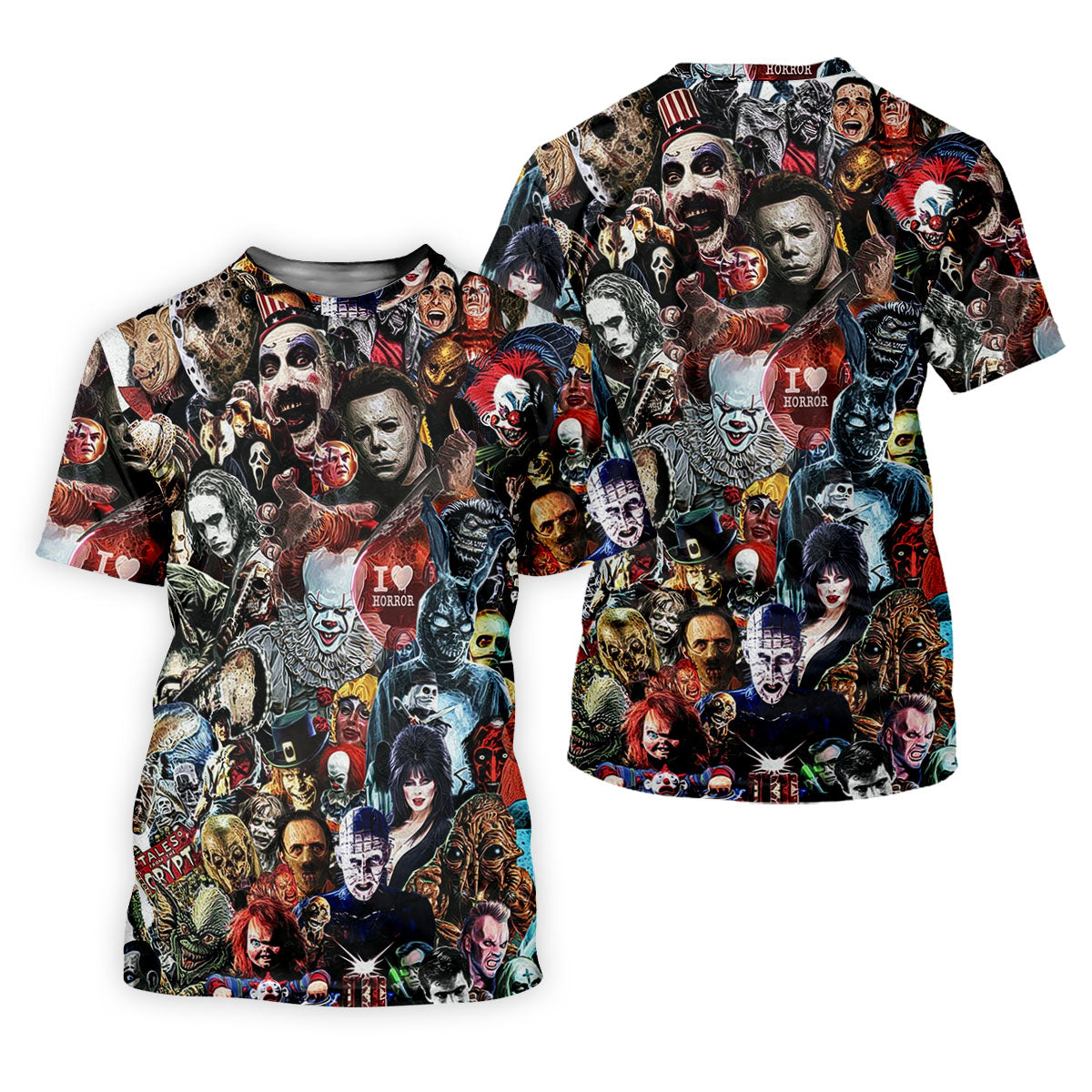 Classic Horror Icons Collage Halloween Golf Shirt, Mens Golf Polo, Printed Golf Shirts