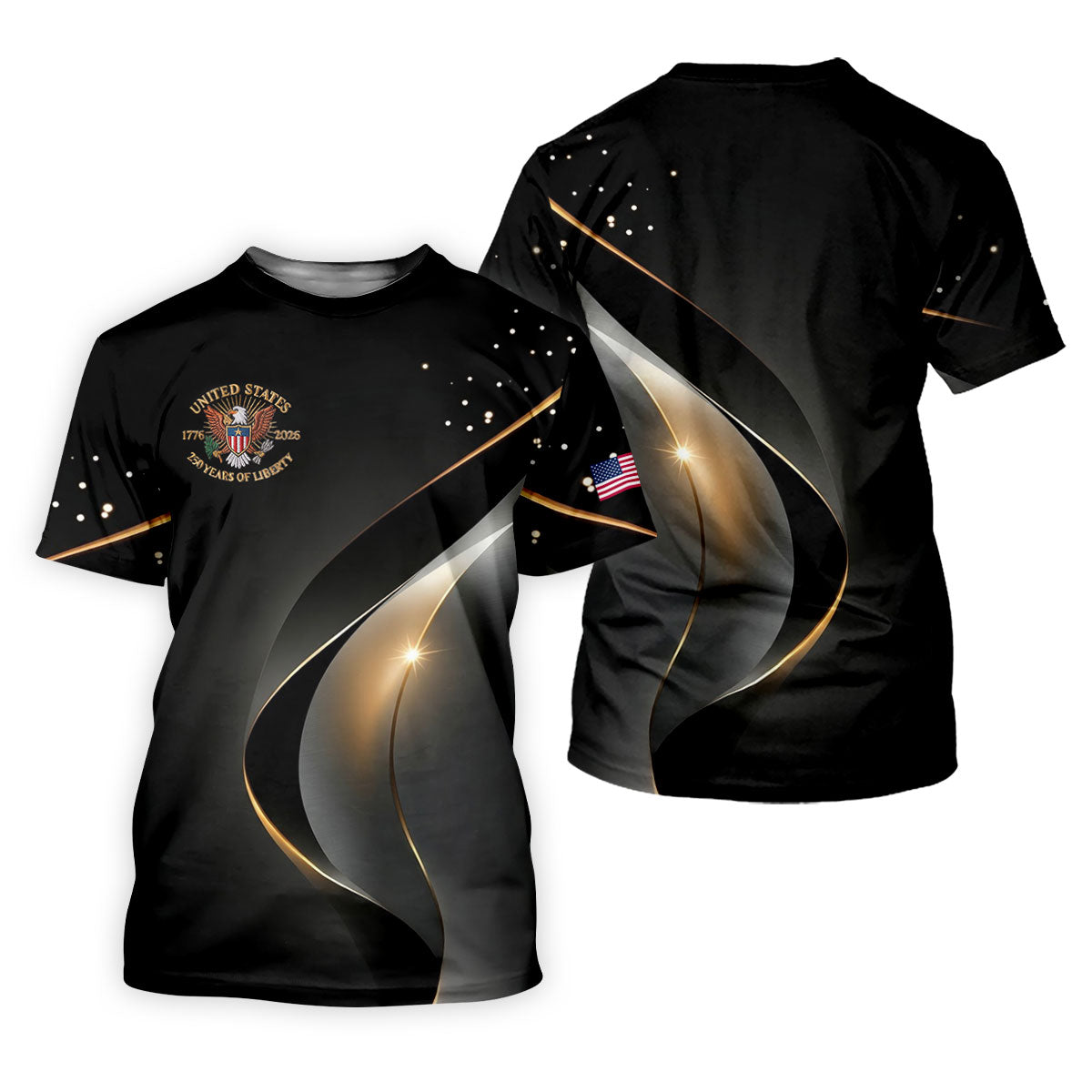 US 250 Years Of Liberty American Flag And Bald Eagle Black Golf Shirt, Patriotic 4th Of July Golf Shirt For Women