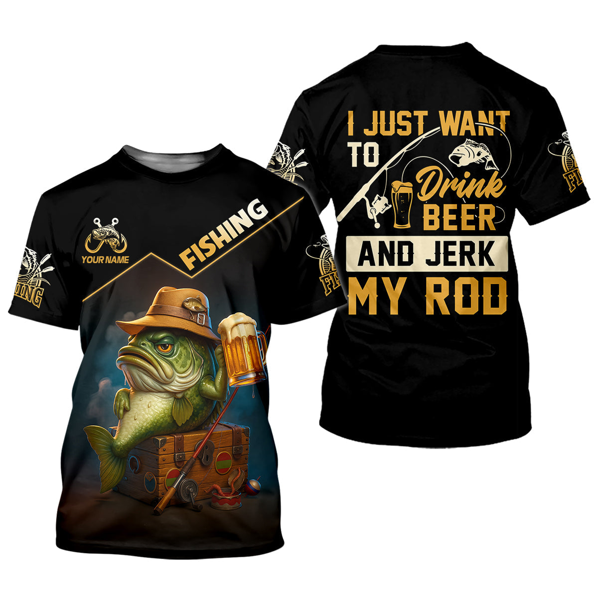 I Just Want To Drink Beer And Jerk My Rod Bass Fishing Shirt, Funny Fishing Shirt, Gift For Fisherman