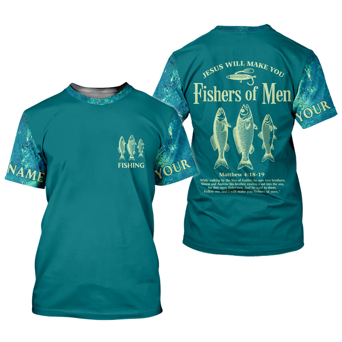 Jesus Will Make You Fishers Of Men Christian Fishing UPF Shirts, Funny Fishing Shirt, Fishing Shirts For Men