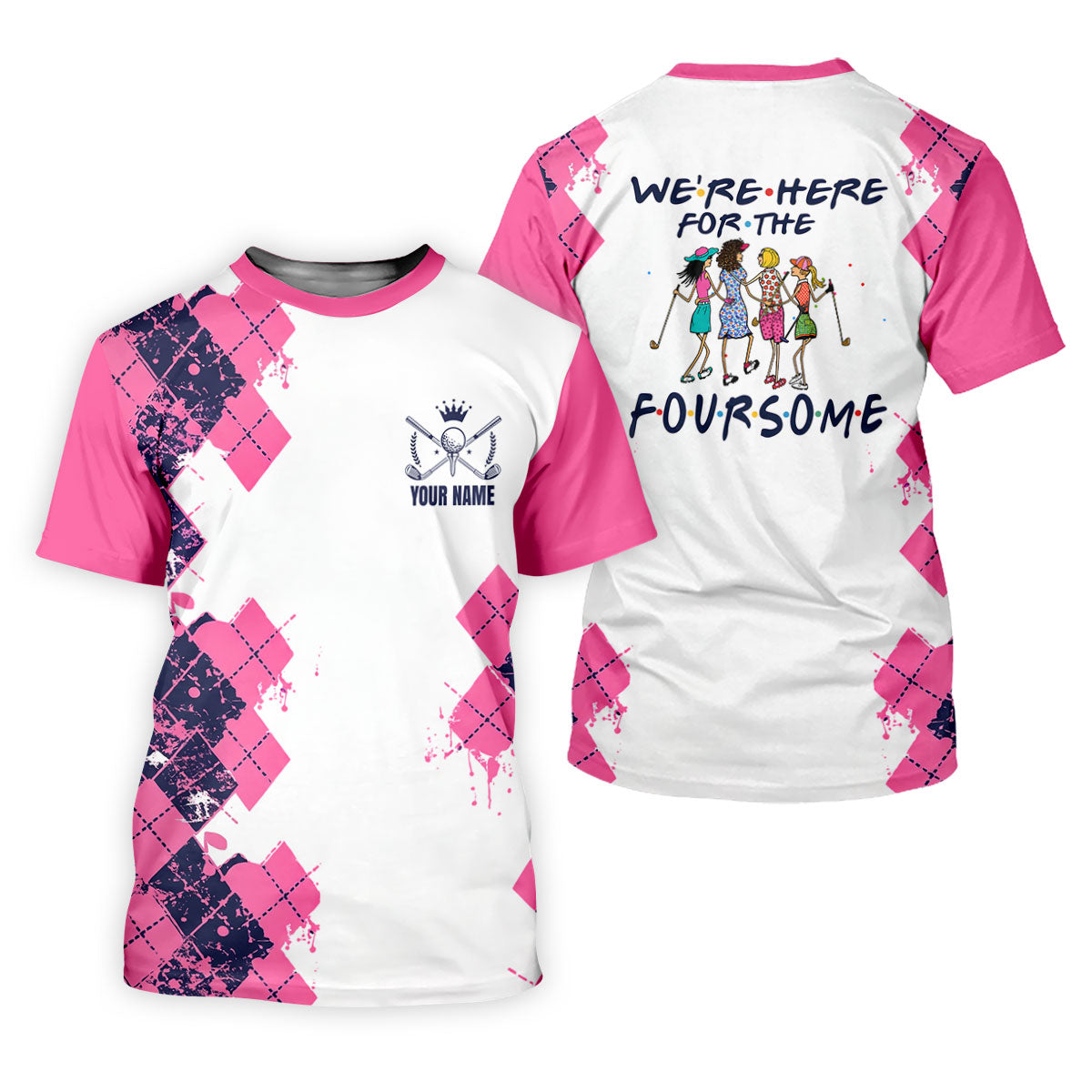 Personalized Pink Paint Splash Golf Shirt, Women's Golf Tops, Golf Shirts For Women