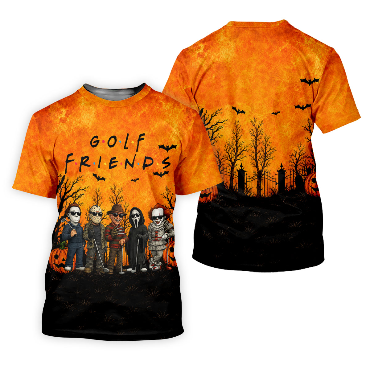 Halloween Golf Friends Hawaiian Golf Shirt, Women’s Golf Polo, Golf Shirts For Women