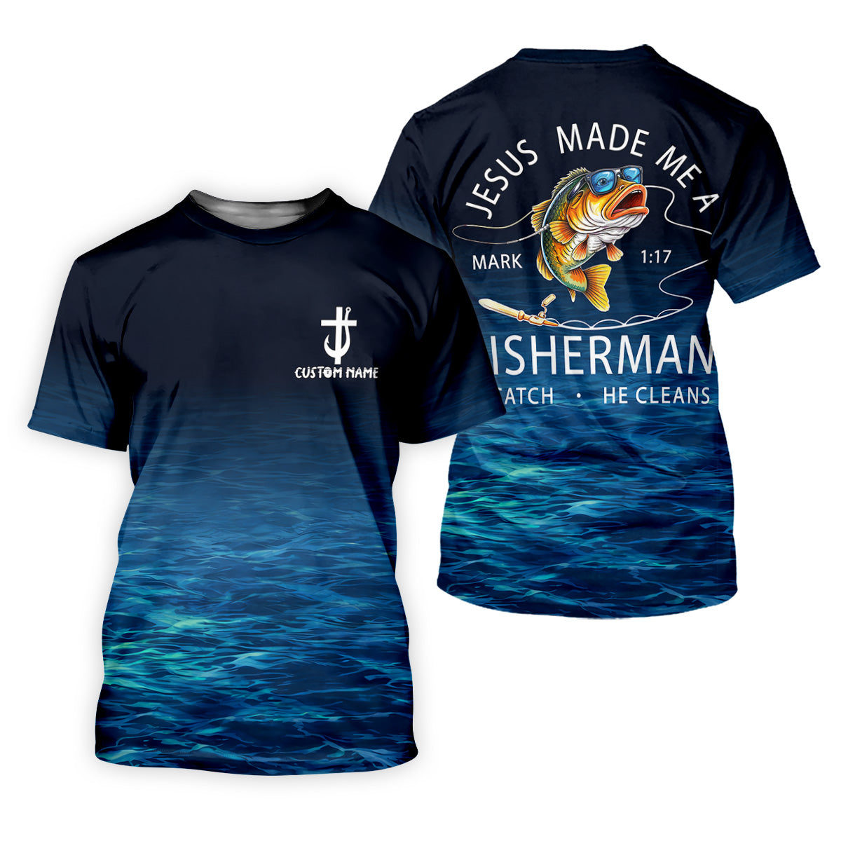 Made A Fisherman – Christian Fishing Shirt, Fishing UPF Shirts, Funny Fishing Shirt