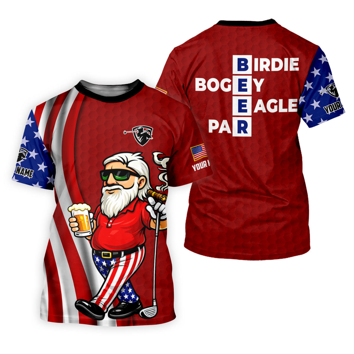 Patriotic Man Golf And Beer Funny 4th Of July Red Golf Shirt, 250 Years Of America Women's Golf Tops
