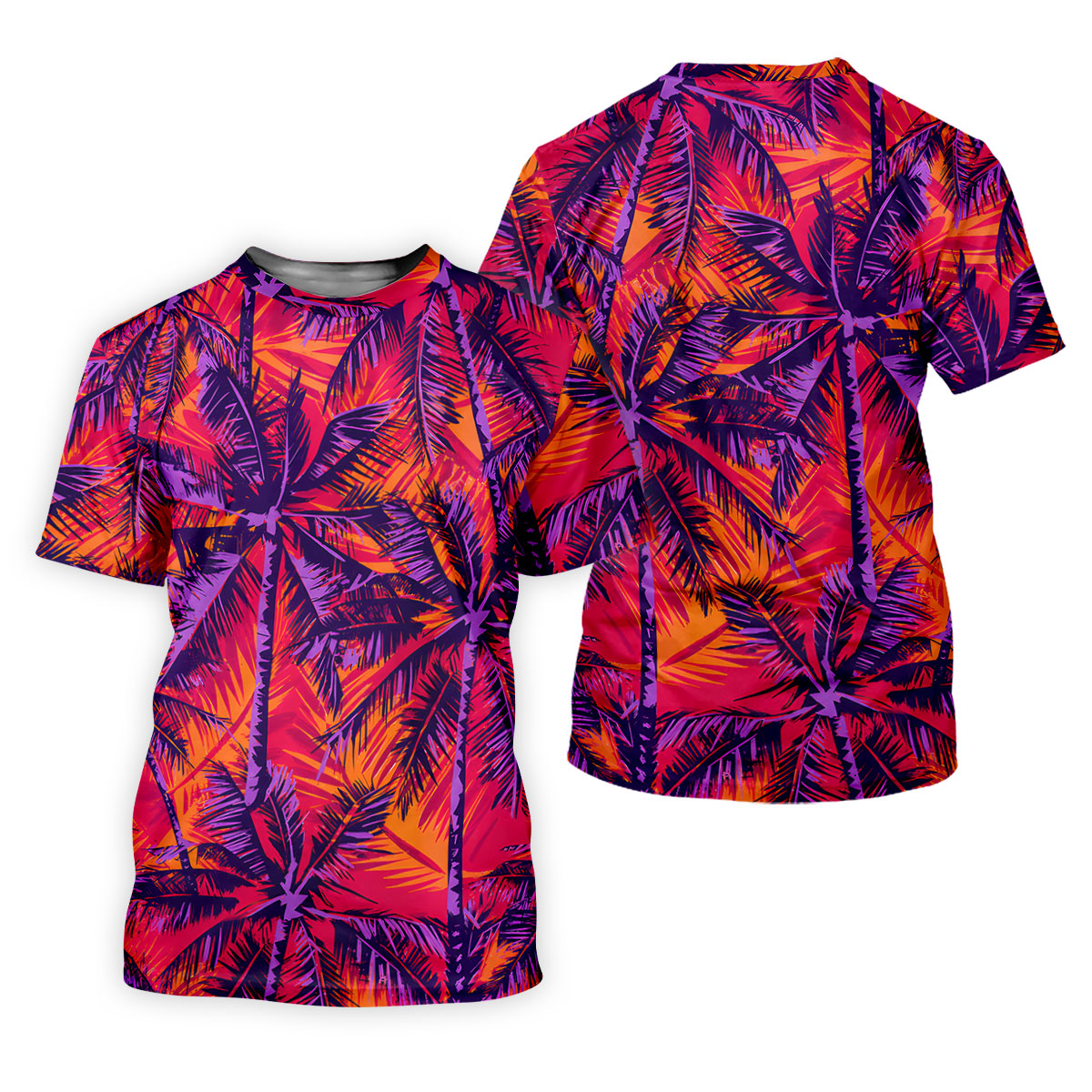 Purple Palm Tree Tropical Island Golf Shirt, Mens Golf Polo, Printed Golf Shirts