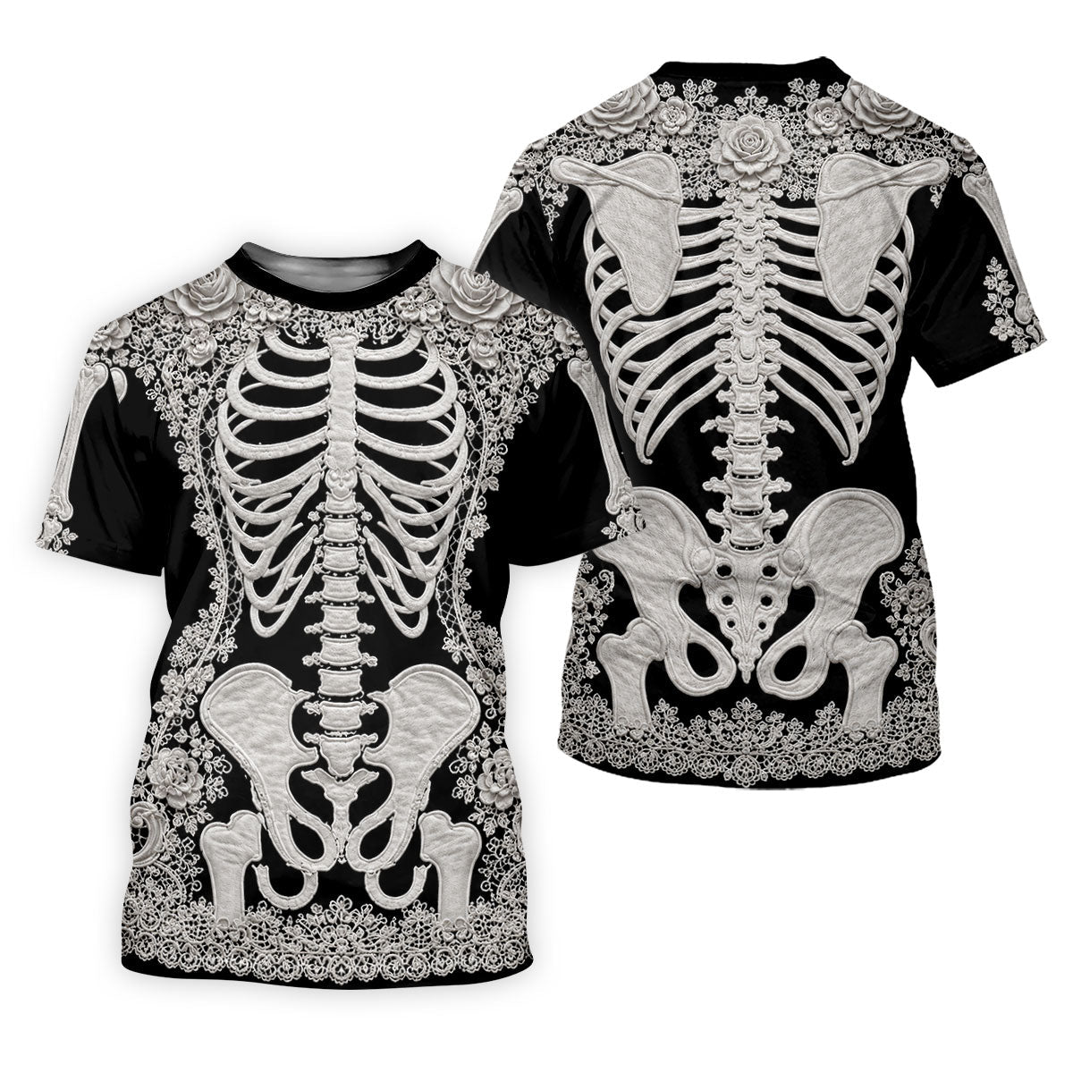 Floral Skeleton Halloween Golf Polo Shirt, Women’s Golf Polo, Golf Shirts For Women