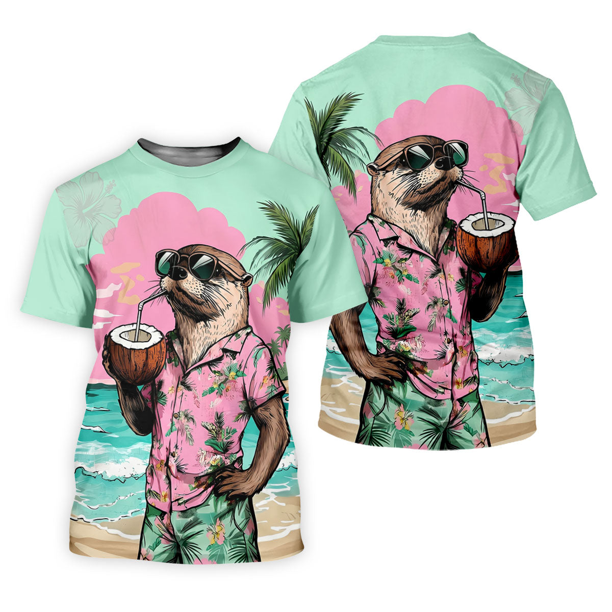 Funny Otter Tropical Summer Hawaiian Golf Shirt, Golf Shirt For Women, Golfing Apparel