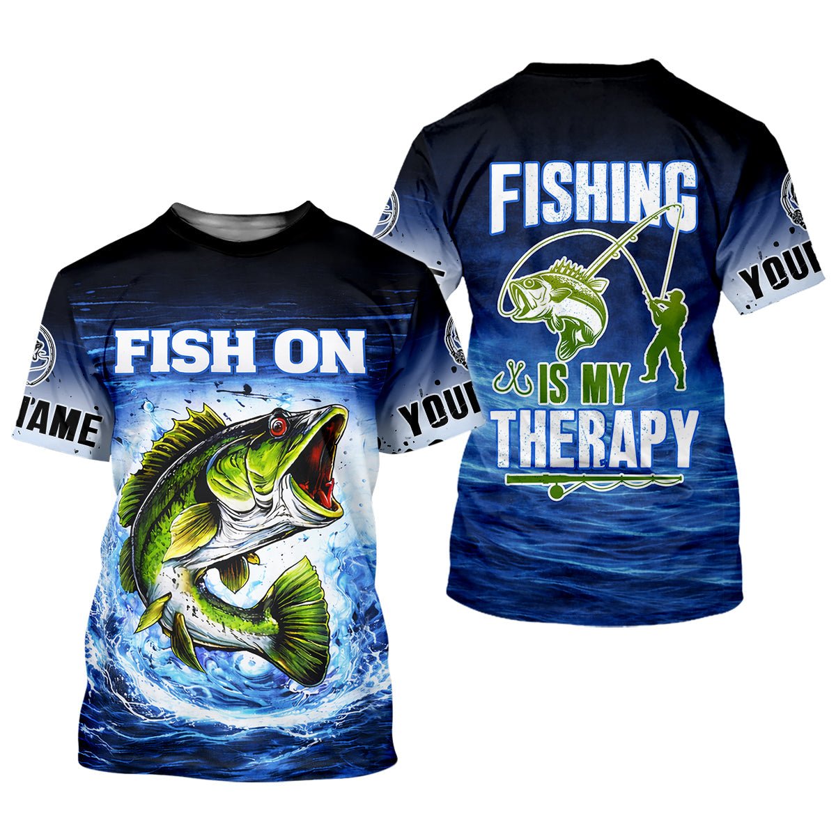 Fishing Is My Therapy Fishing UPF Shirt, Fish On, Personalized Fishing Shirt For Men, Mens Casual Shirts