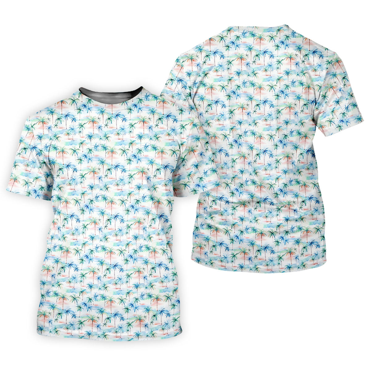 Watercolor Palm Tree Hawaiian Golf Shirt, Summer Vibe Men's Golf Shirt, Polo Shirts For Men