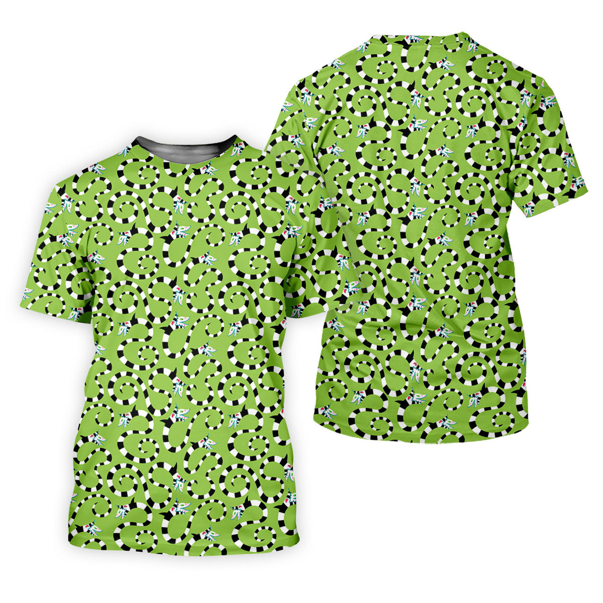 Striped Horror Creature Golf Polo Shirt, Golf Shirts For Men, Halloween Shirts For Men