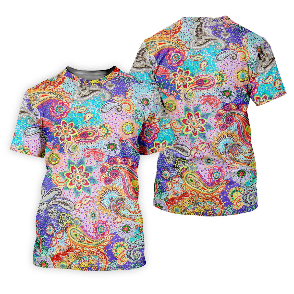 Vibrant Paisley Floral Patchwork Golf Polo Shirt, Ladies Golf Shirt, Golf Tops For Women