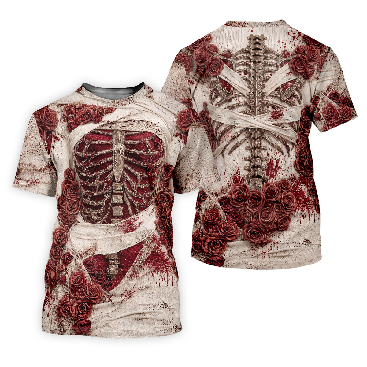 Bloody Skeleton Rose Halloween Polo Shirt, Polo Shirts For Men, Mens Golf Apparel