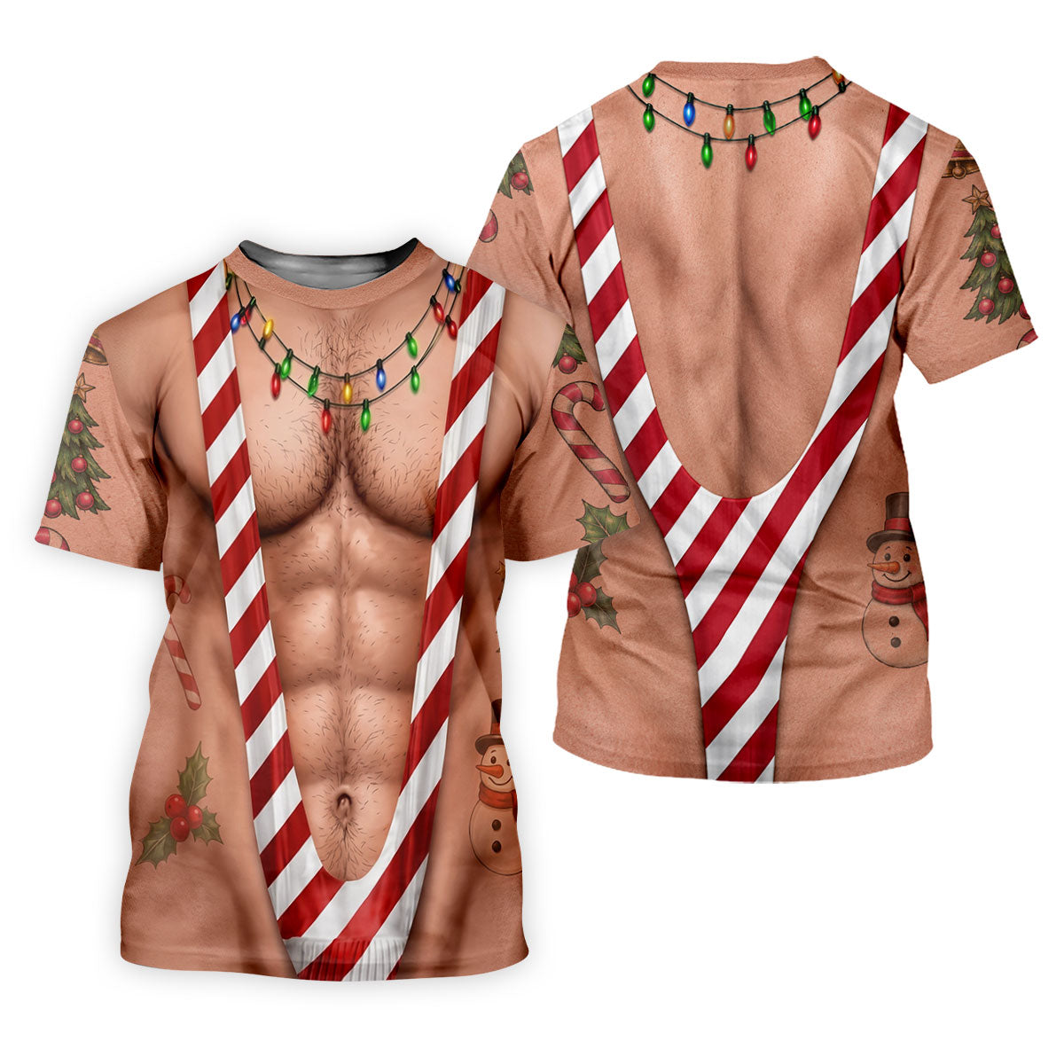 Funny Christmas Candy Cane Suspenders Polo Shirt, Men's Golf Shirt, Mens Polo Shirts