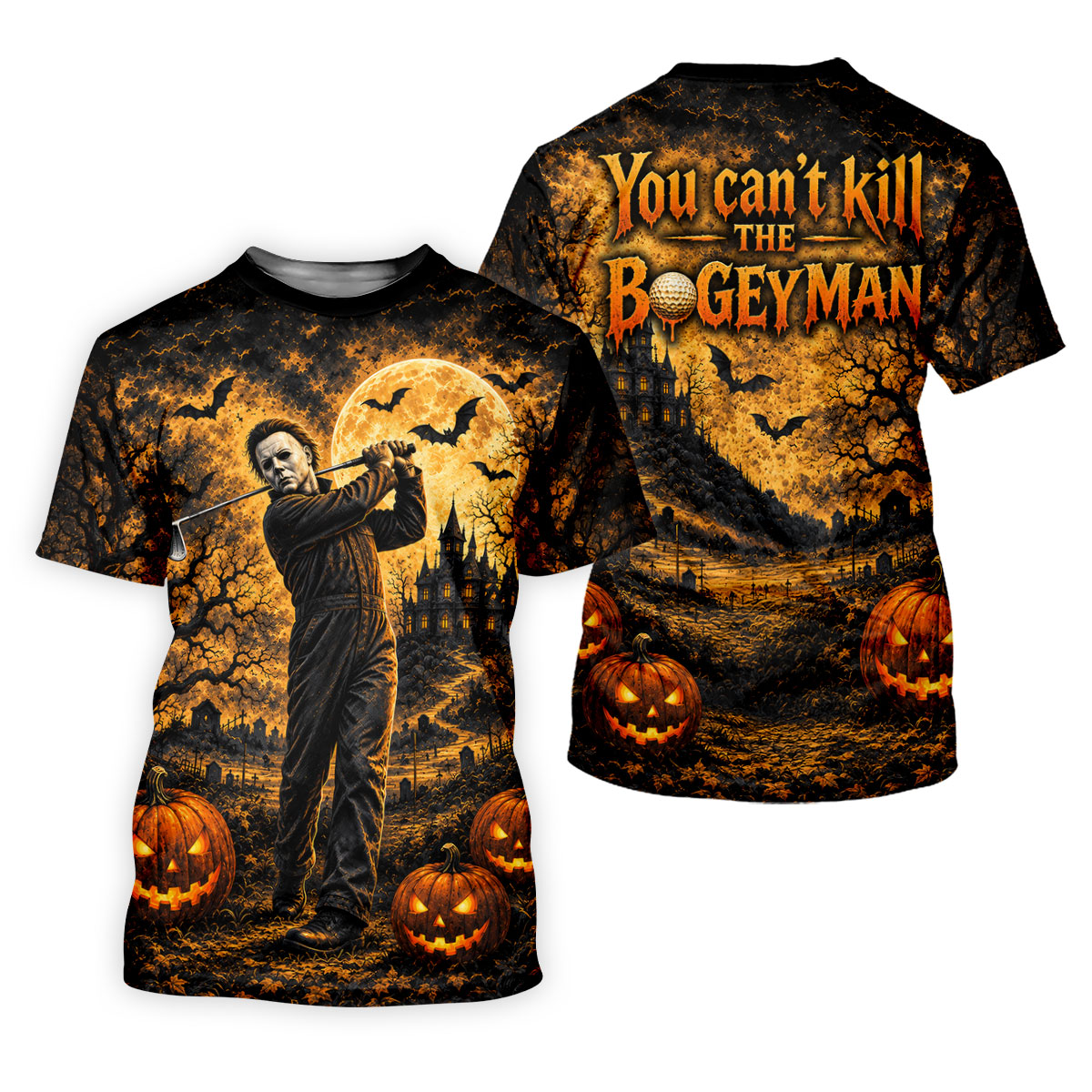 Bogeyman Horror Character Halloween Golf Polo Shirt, Ladies Golf Shirt, Womens Golf Tops