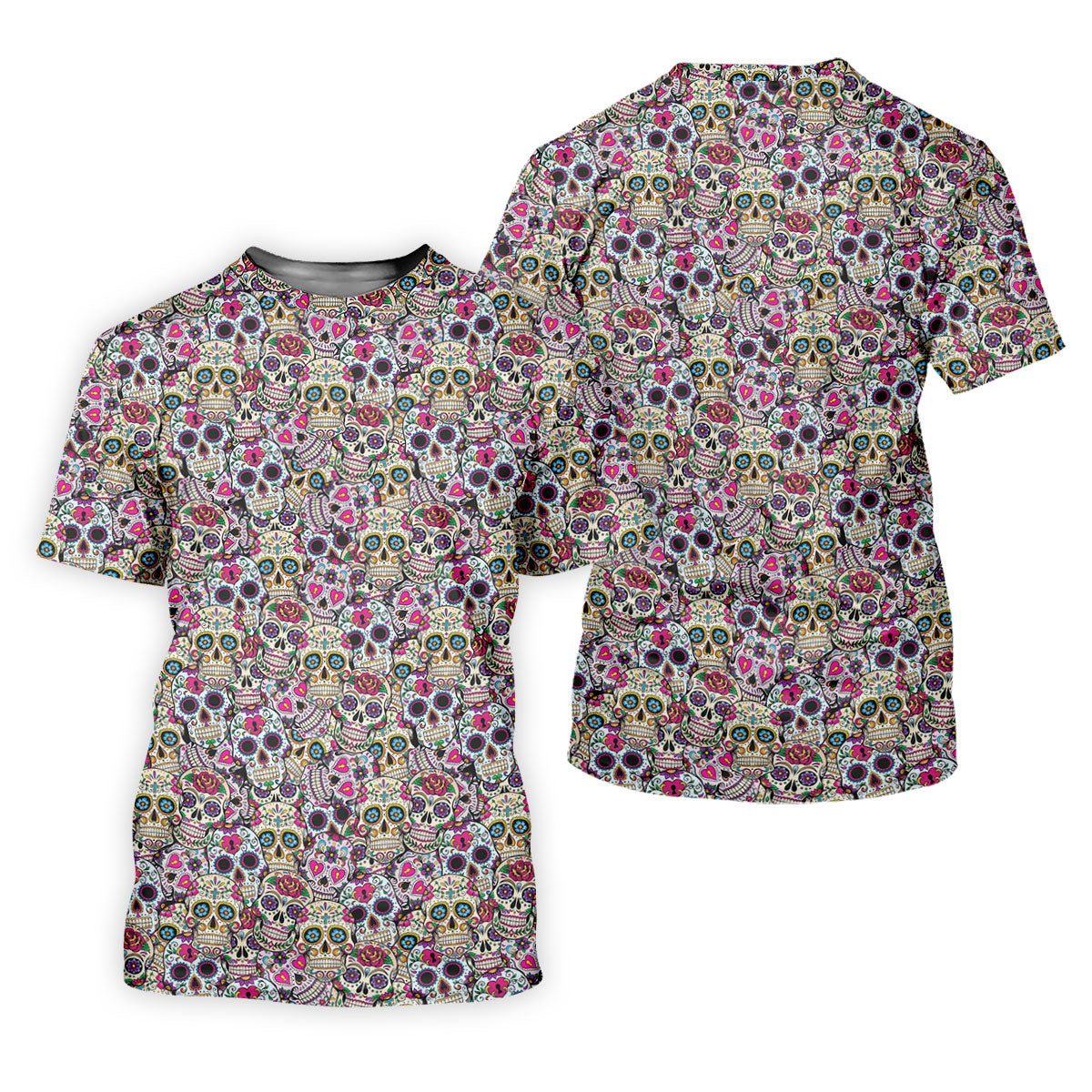 Colorful Sugar Skull Floral Golf Polo Shirt, Golf Shirts For Women, Women’s Golf Polo
