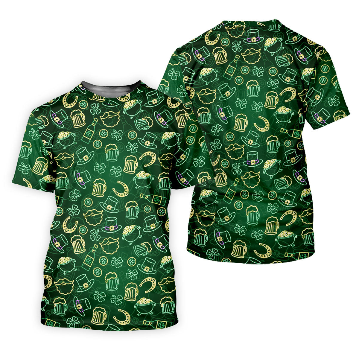 Beer Shamrock Neon Pattern St Patrick's Day Golf Shirt, Women Golf Top, Ladies Golf Shirts