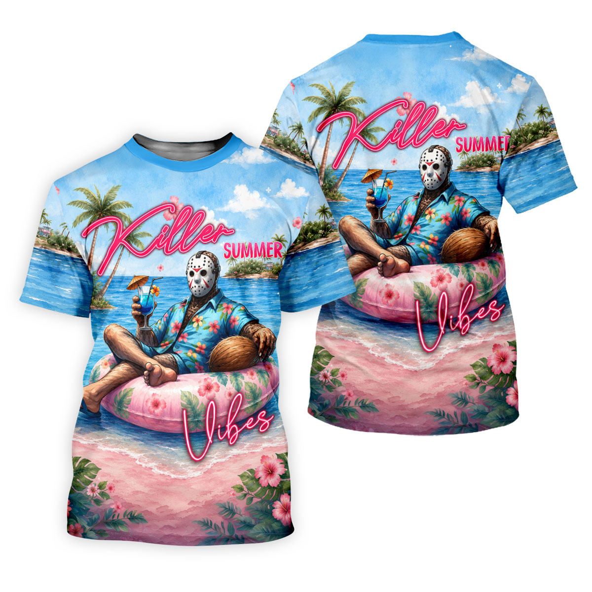Killer Summer Vibes Mask Slasher Golf Polo Shirt, Mens Golf Polo, Printed Golf Shirts