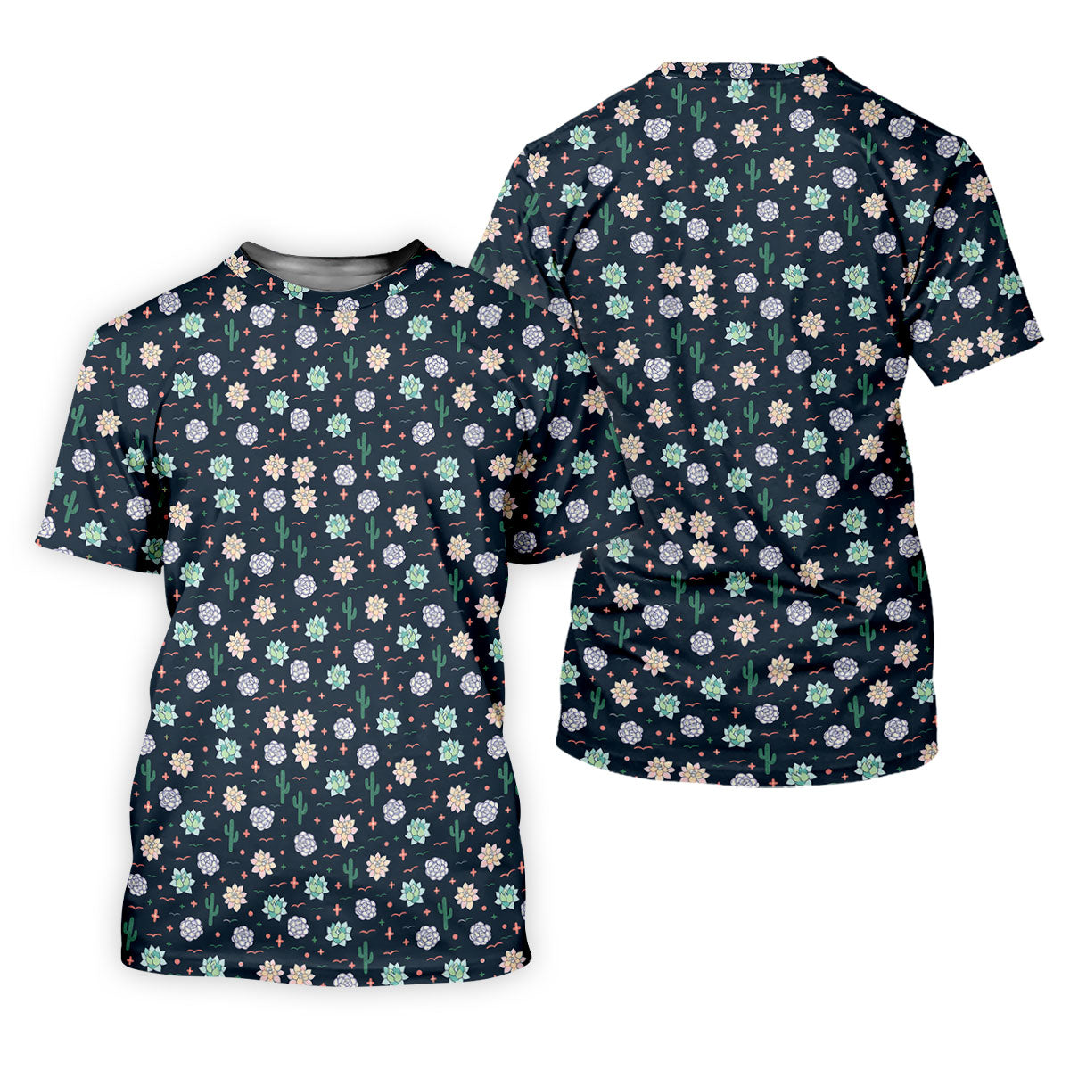 Boho Succulent And Cactus Hawaiian Golf Shirt, Mens Golf Polo, Printed Golf Shirts