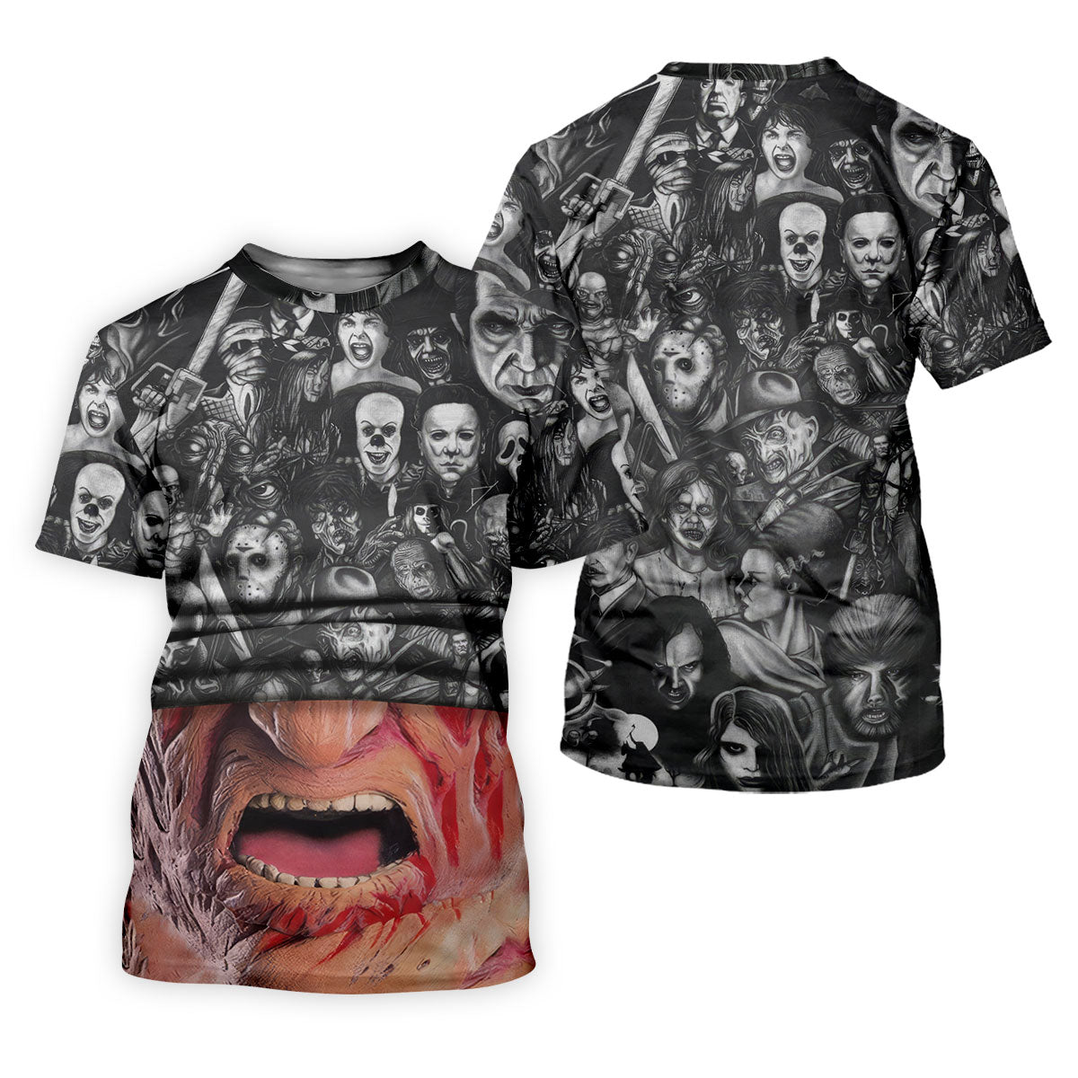 Burned Face Horror Character Halloween Polo Shirt, Womens Golf Tops, Printed Golf Shirt