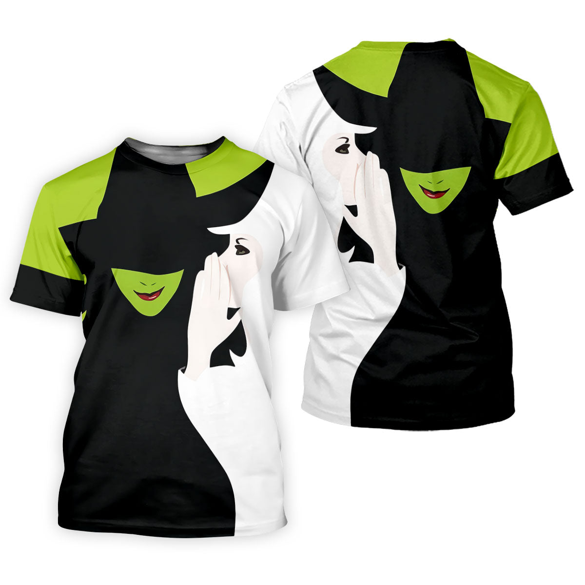 Green & White Witch Faces Halloween Golf Polo Shirt, Golf Tops For Women, Women's Golf Polo