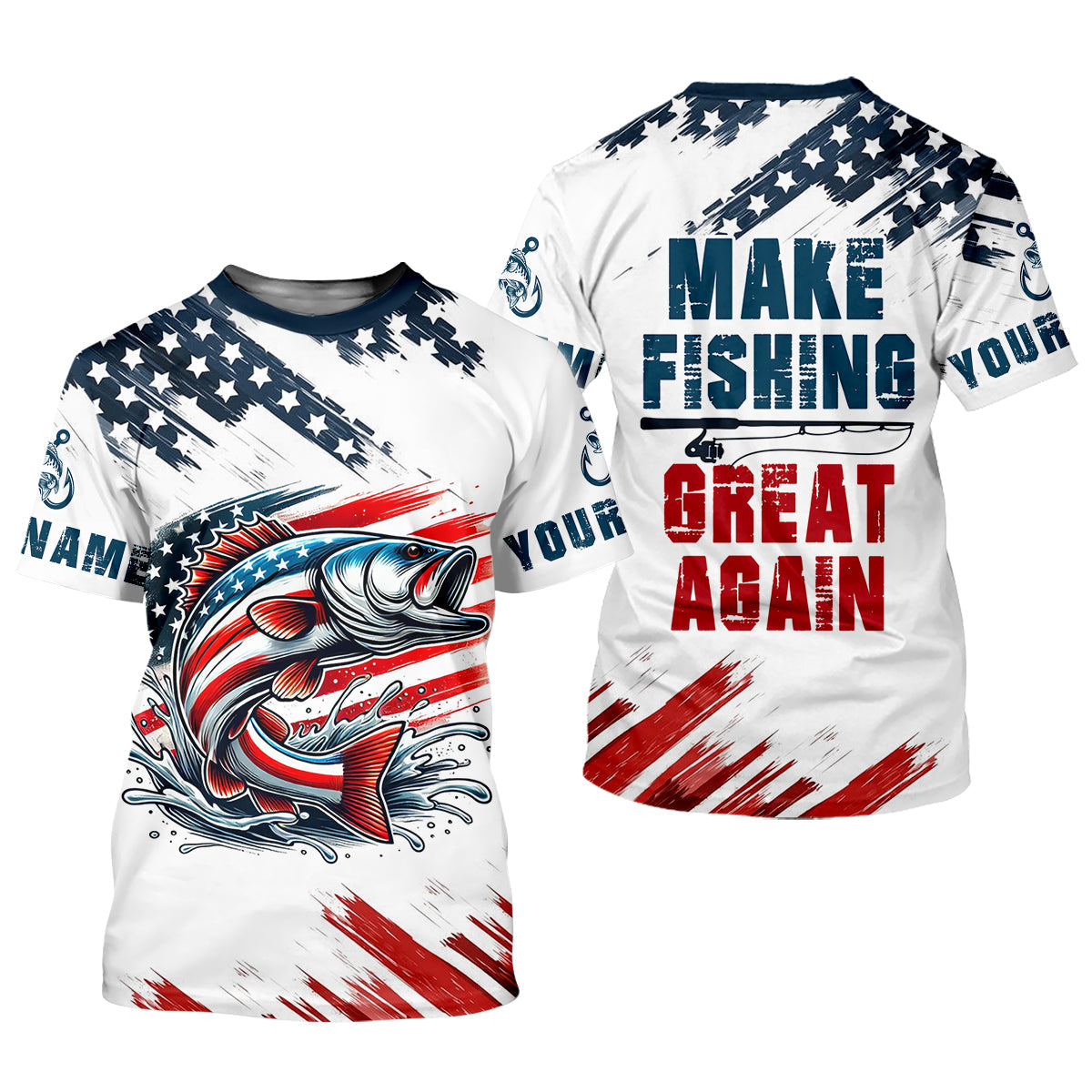 Make Fishing Great Again Patriotic Fishing Shirt, Red White Blue Women SPF Shirt, Female Fishing Shirts
