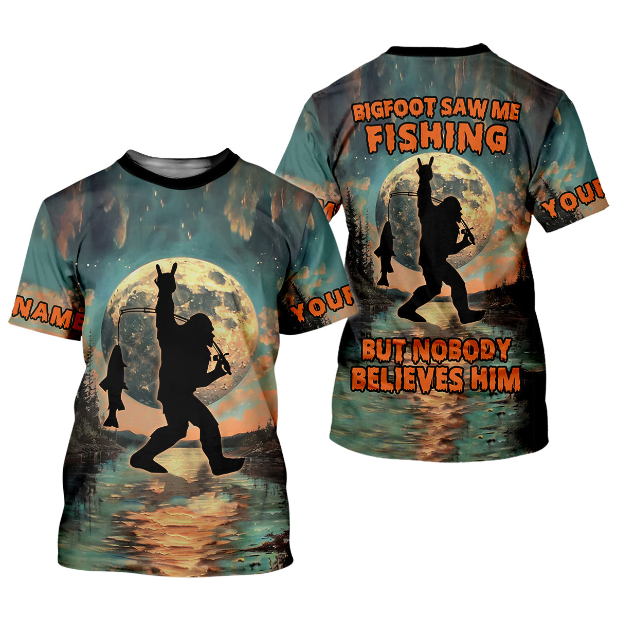 Bigfoot Saw Me Fishing But Nobody Believes Him Funny Sasquatch Fishing Women SPF Shirt