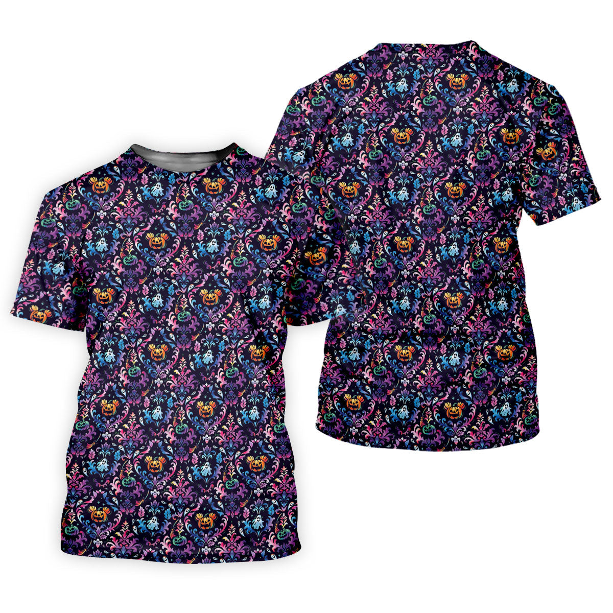 Colorful Ghost Pumpkin Floral Halloween Polo Shirt, Mens Golf Polo, Printed Golf Shirts