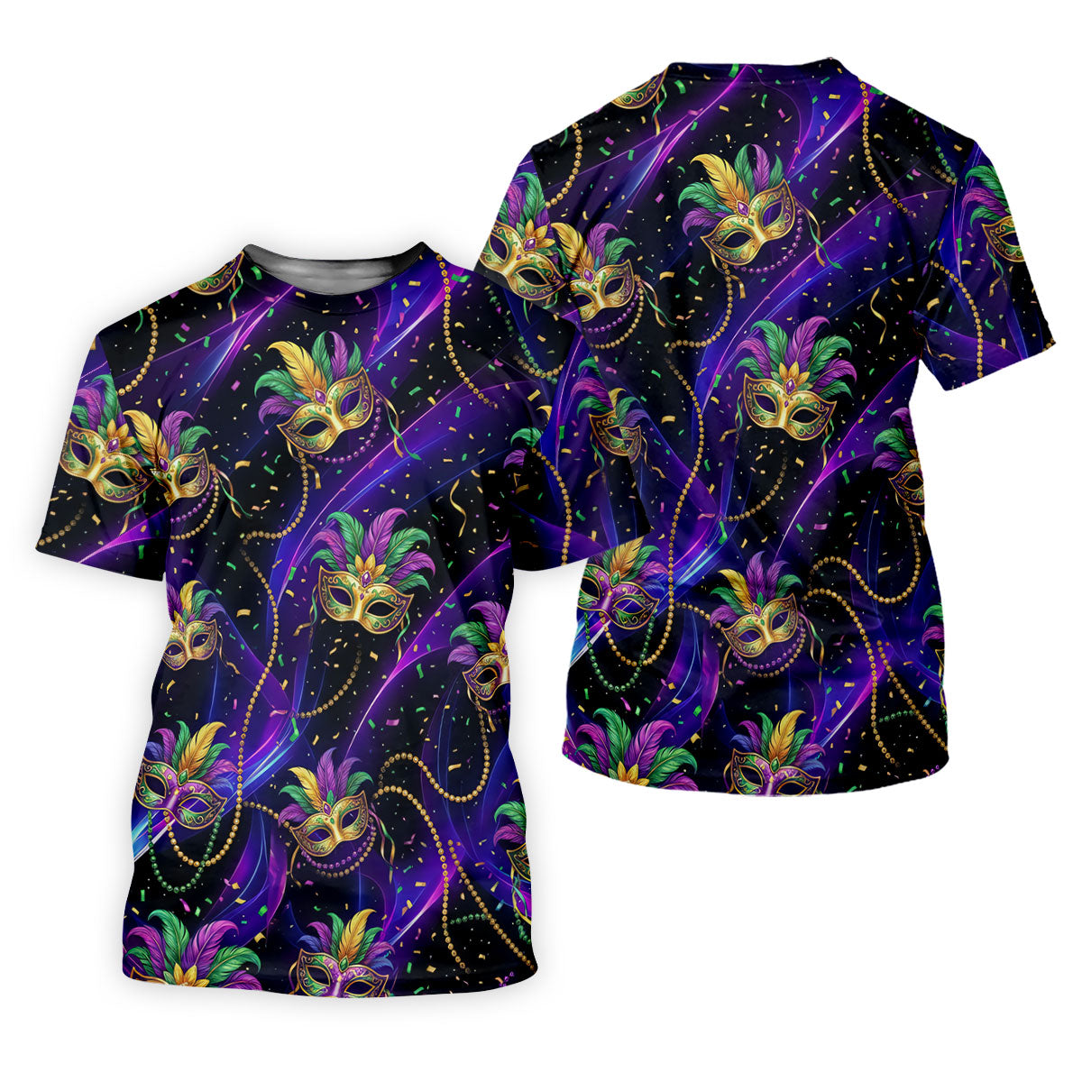 Mardi Gras Carnival Mask Neon Purple Black Golf Shirt, Women's Golf Tops, Ladies Golf Shirts