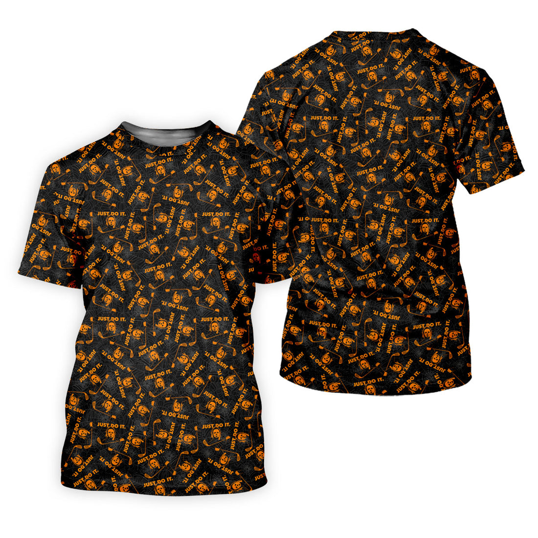 Horror Character Spider Web Pattern Halloween Polo Shirt, Women's Golf Tops, Golf Polo For Women