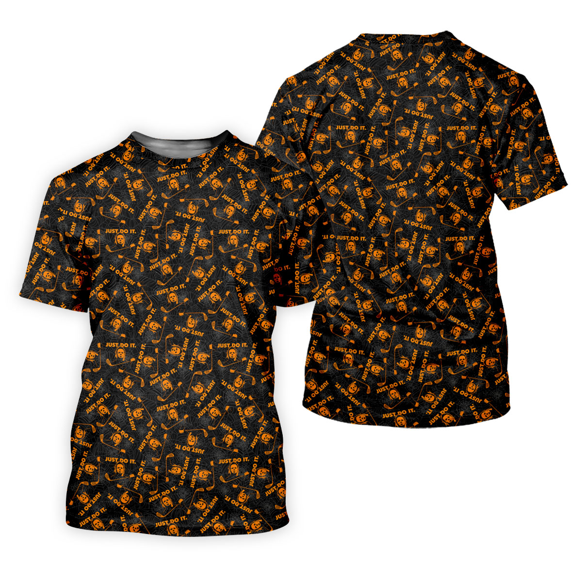 Horror Character Spider Web Pattern Halloween Polo Shirt, Women's Golf Tops, Golf Polo For Women
