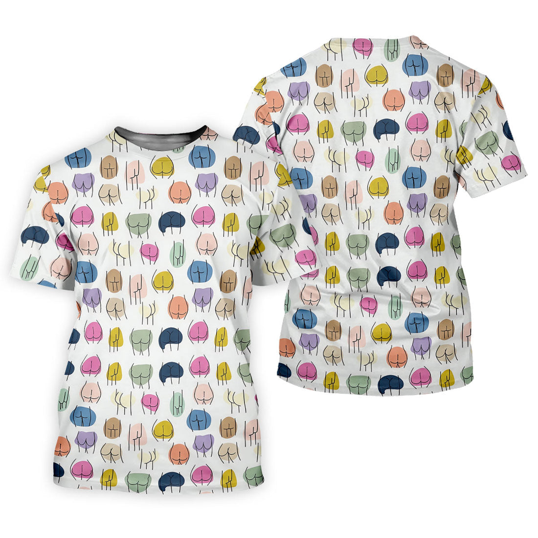 Funny Colorful Butt Pattern Golf Polo Shirt, Golf Shirts For Men, Mens Golf Apparel