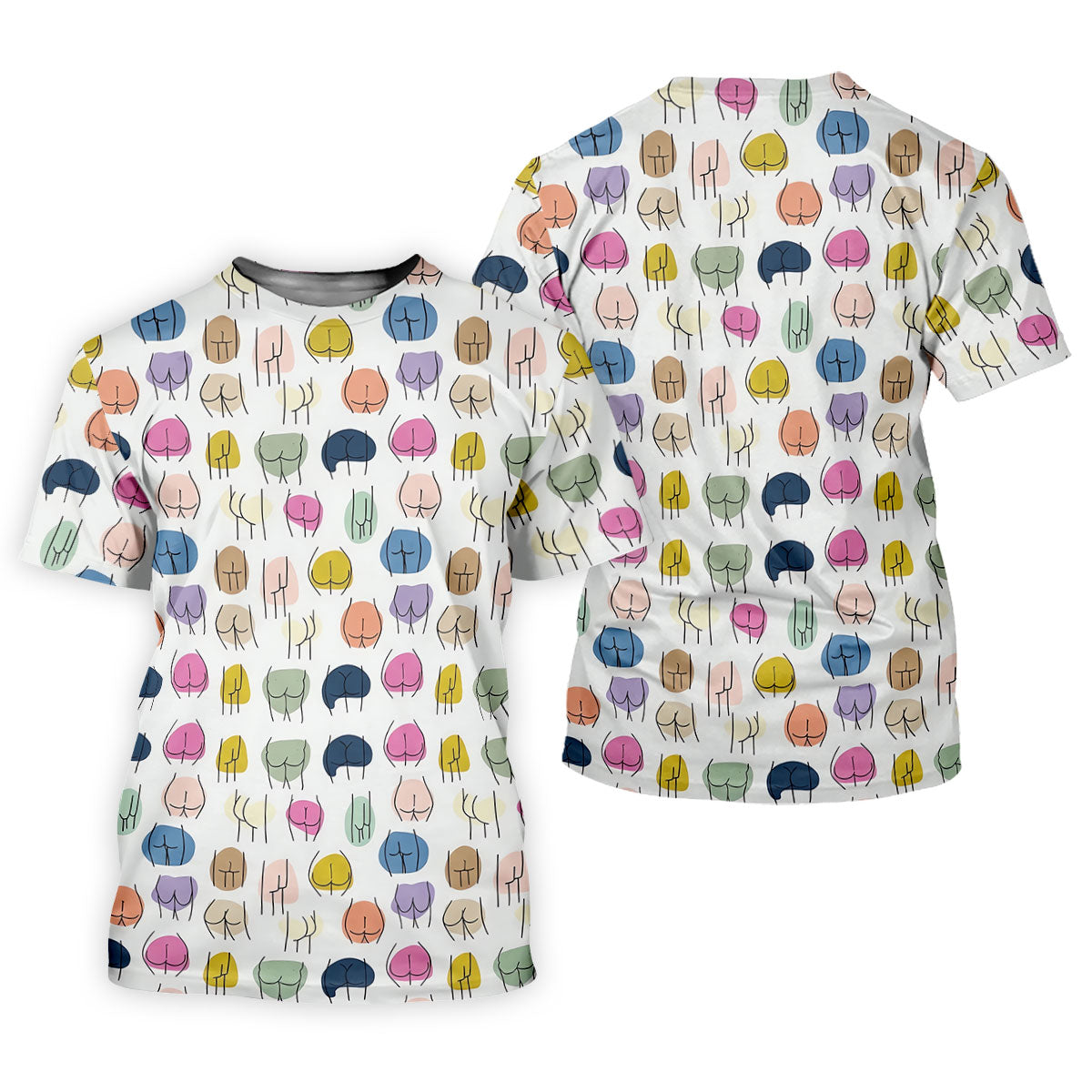 Funny Colorful Butt Pattern Golf Polo Shirt, Golf Shirts For Men, Mens Golf Apparel