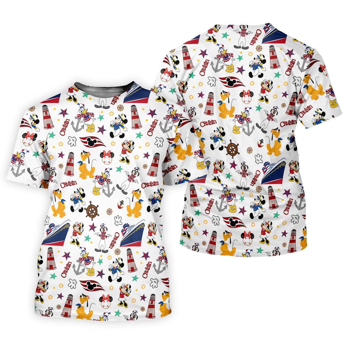 Cartoon Cruise Vacation Pattern Golf Polo Shirt, Golf Shirts For Women, Women’s Golf Polo