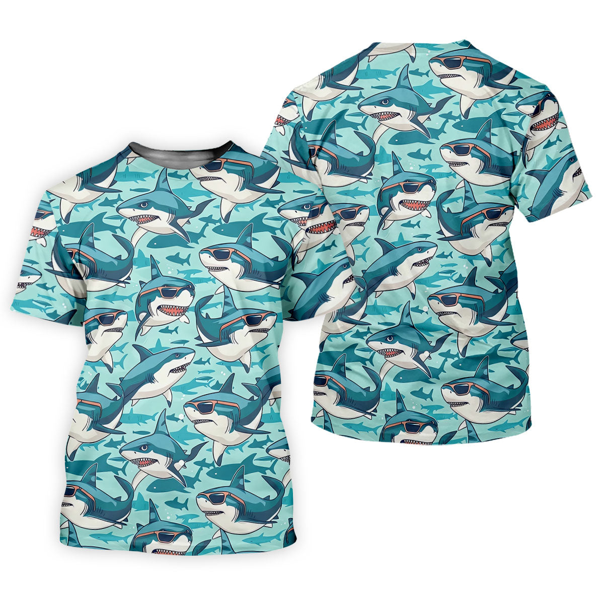 Animated Shark Hawaiian Golf Shirt, Fun Women's Golf Shirts, Ladies Golf Shirts