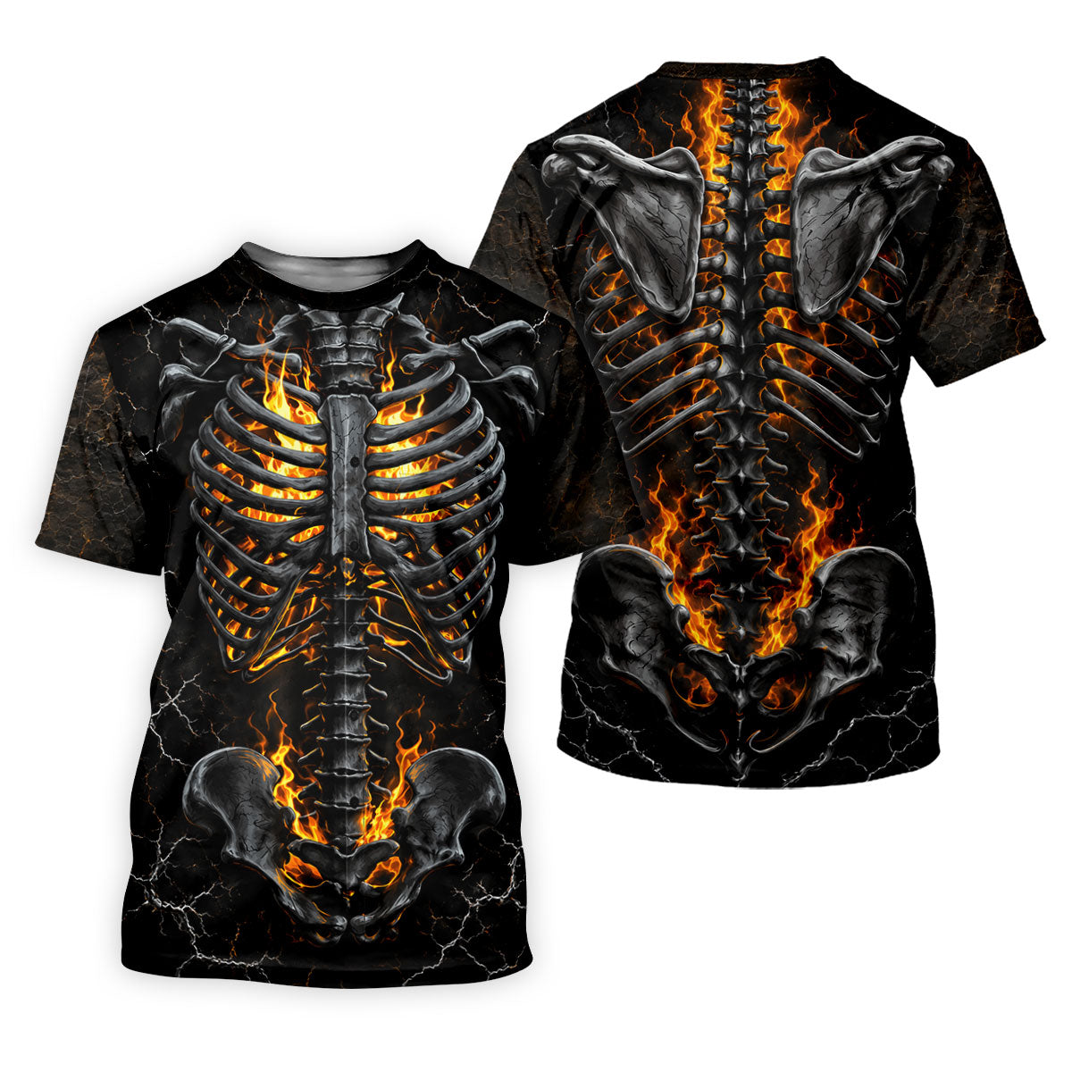 Burning Skeleton Rib Cage Halloween Polo Shirt, Mens Polo Shirts, Golf Apparel For Men