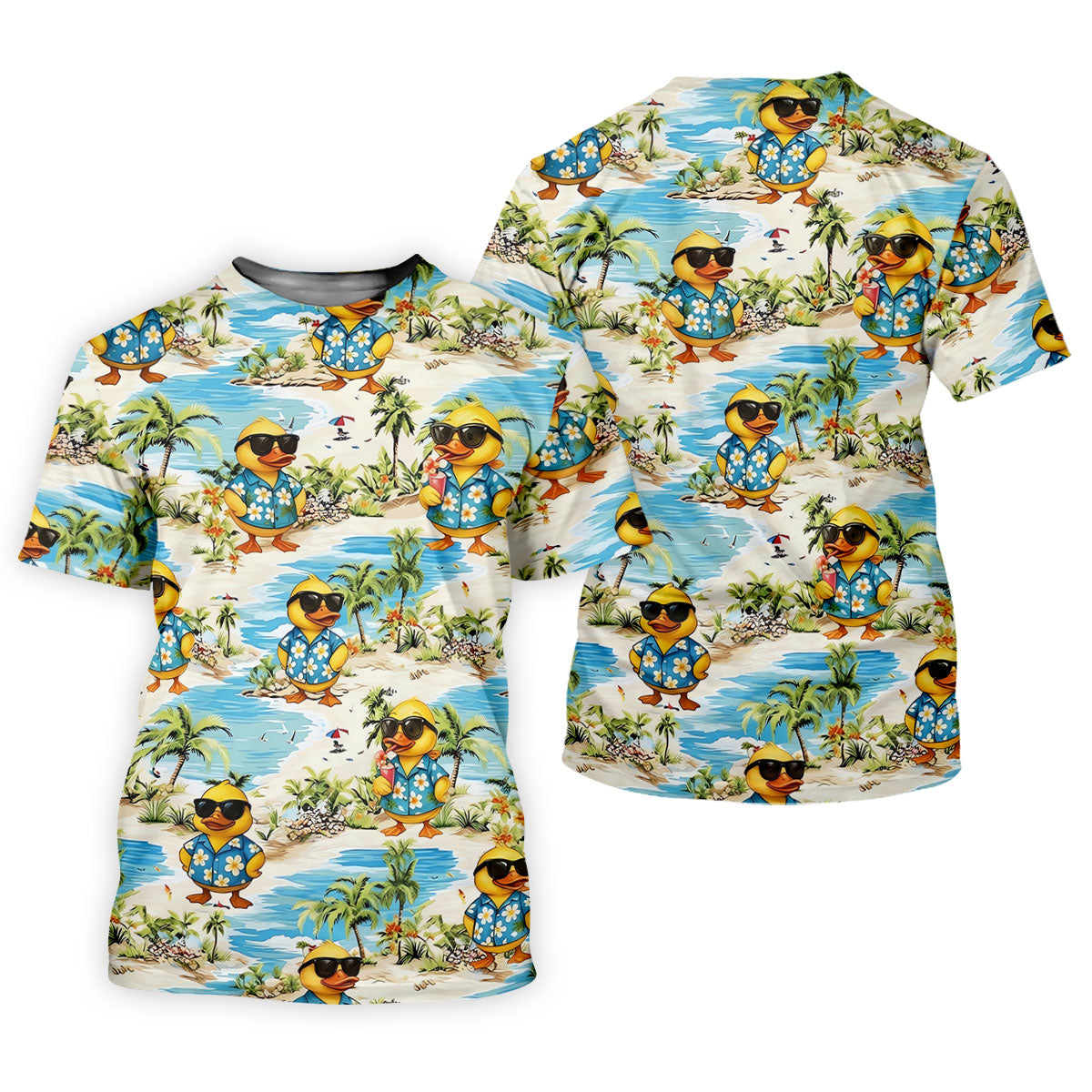 Cute Funny Duck Hawaiian Golf Shirt, Beach Theme Women's Golf Tops, Ladies Golf Shirts