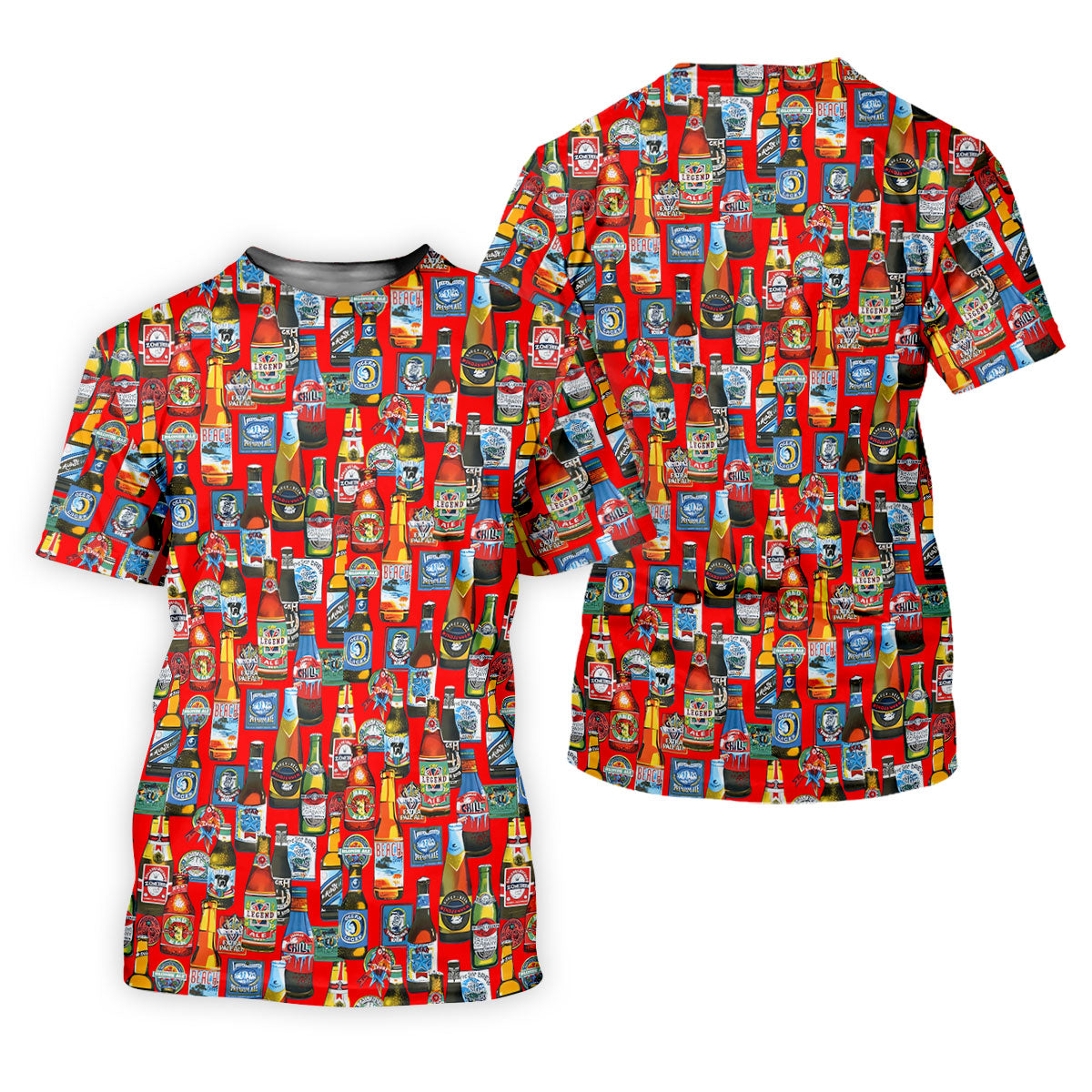 Beer Bottle Labels Red Golf Shirt, Fun Women's Golf Shirts, Women's Golf Tops, Ladies Golf Shirt
