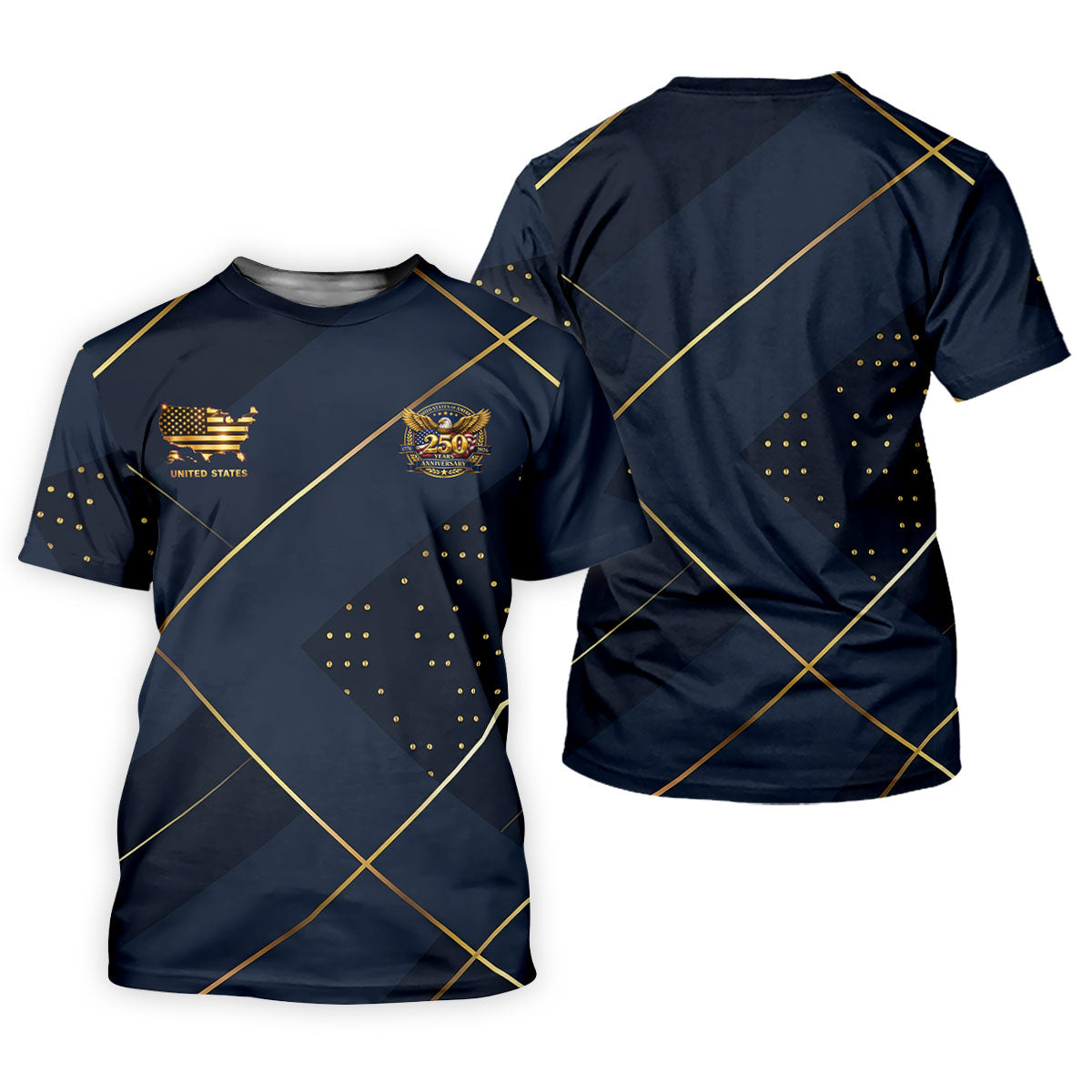 Bald Eagle 250 Years Anniversary Navy Patriotic Golf Shirt, 4th Of July Golf Shirt For Women