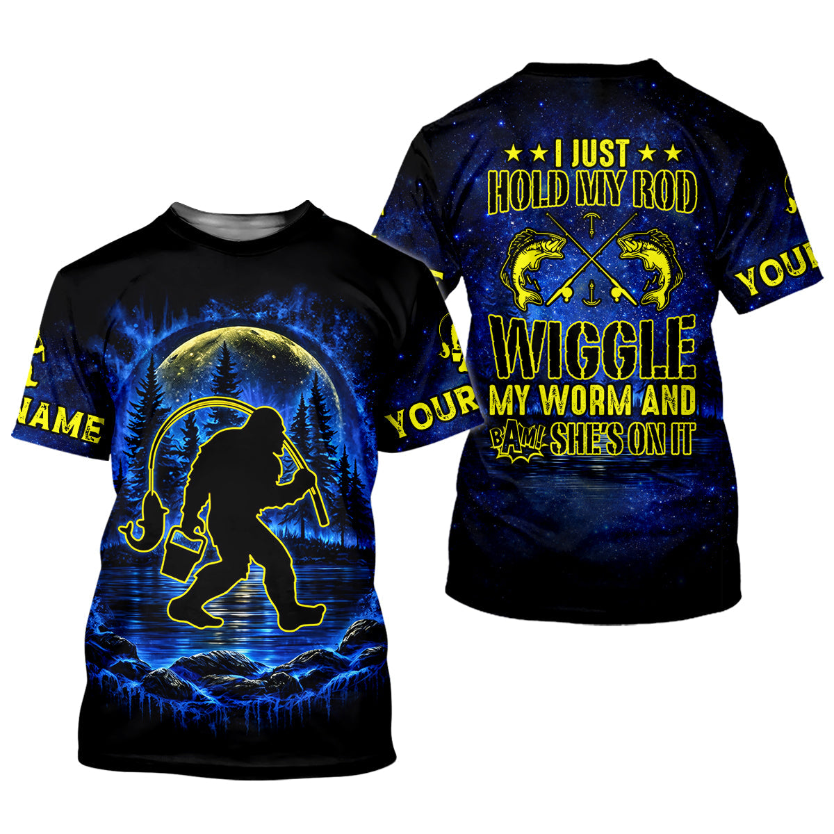 That Wiggle Means It’s On – Bigfoot Fishing Shirt, Fishing UPF Shirts, Funny Fishing Shirt