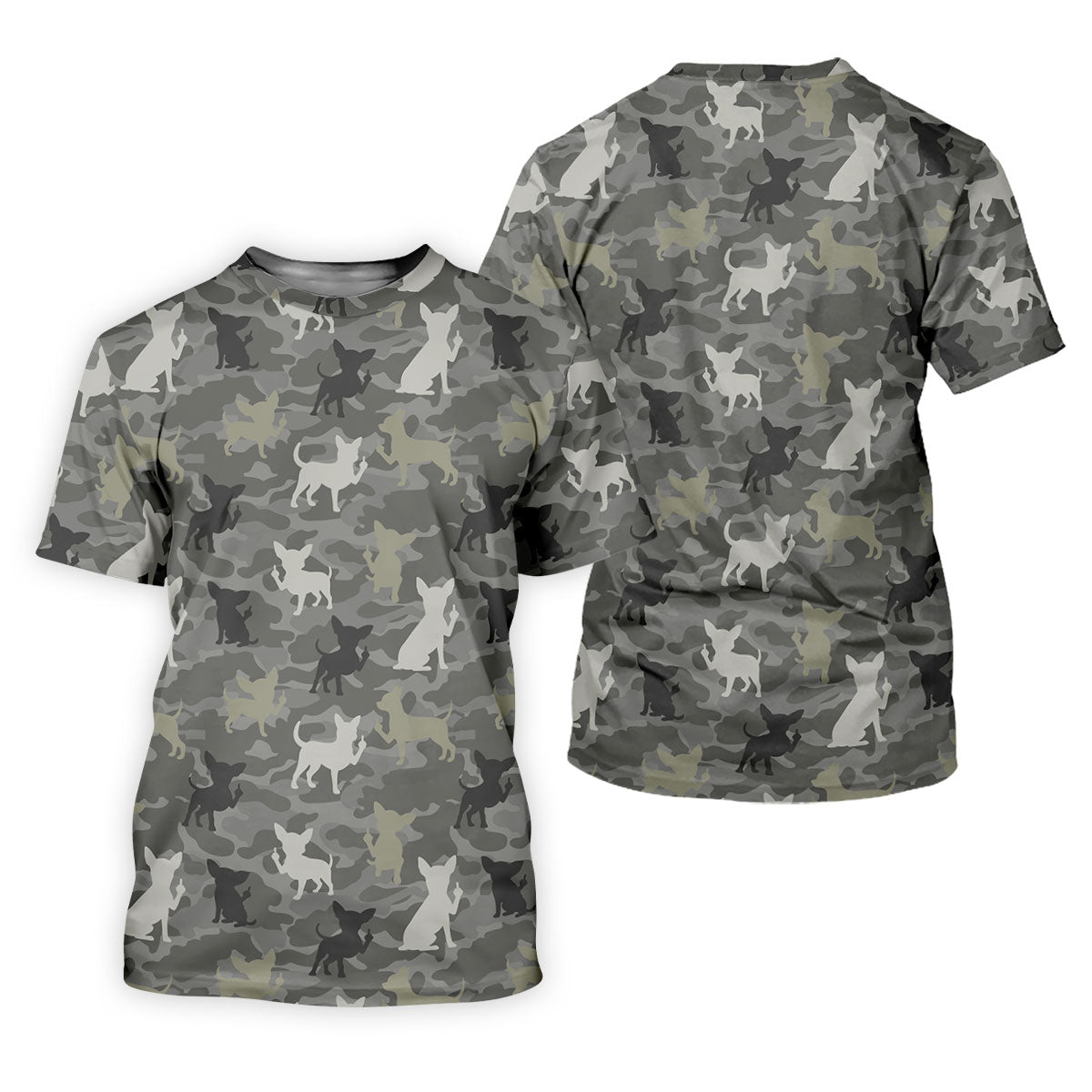 Grey Camo Chihuahua Dog Pattern Golf Polo Shirt, Women's Golf Shirt, Ladies Polo Shirt, Womens Golf Top