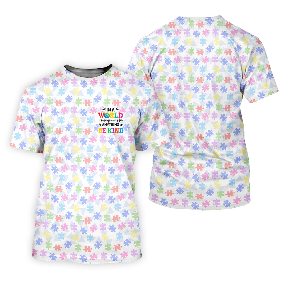 In A World Where You Can Be Anything Be Kind Autism Puzzle Golf Shirts For Men, Polo ShirtFor Men