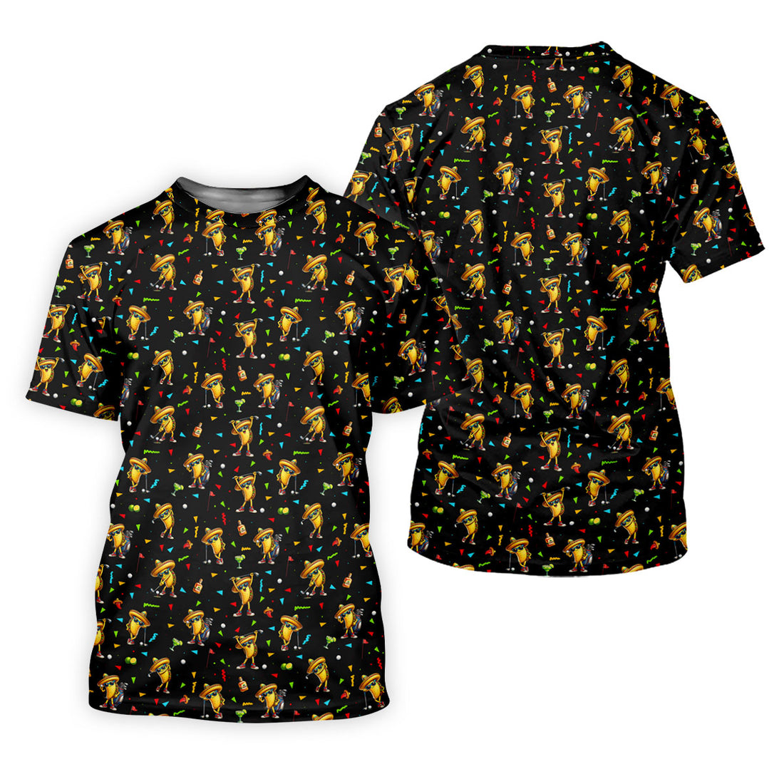 Fairway Fiesta Taco Margarita Mexico Theme Black Golf Shirt, Men's Golf Shirts, Polo Shirts For Men