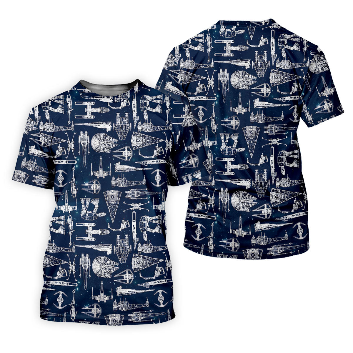 Line-art Sketches Sci-Fi Spacecraft Dark Navy Women's Golf Tops, Ladies Golf Shirts, Ladies Golf Polos